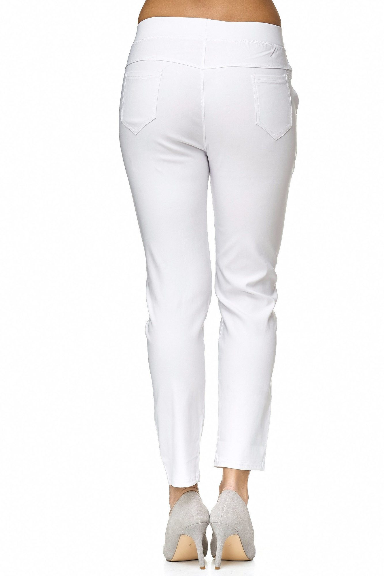 MIRROSI Stretch-Hose Weiß Arbeitshose Schwester Strech elegant kurzgrössen Damen Hosen für Frühling, Sommer