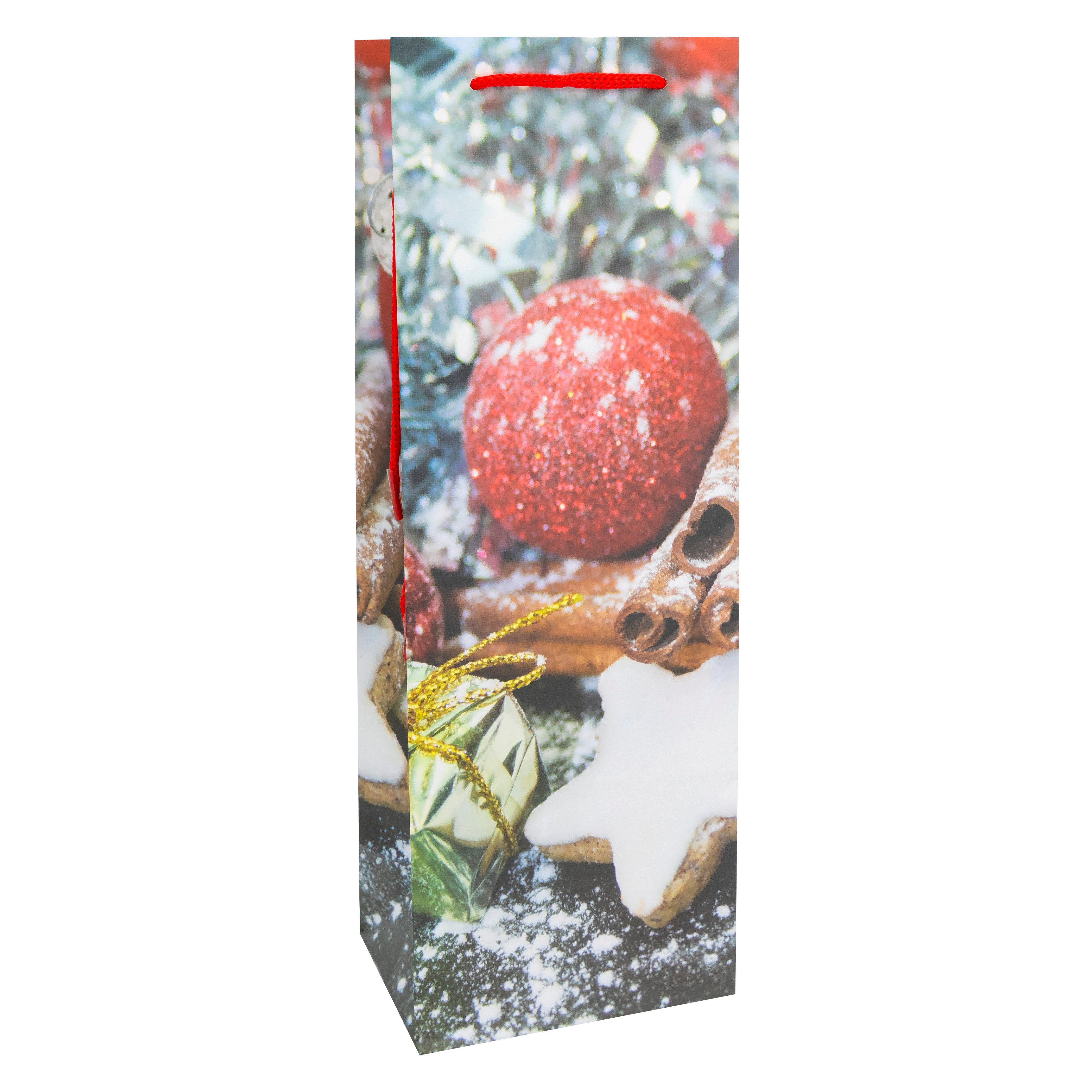Idena Tragetasche Idena Flaschentasche classic 12x35x9cm Weihnachten 5fach sortiert