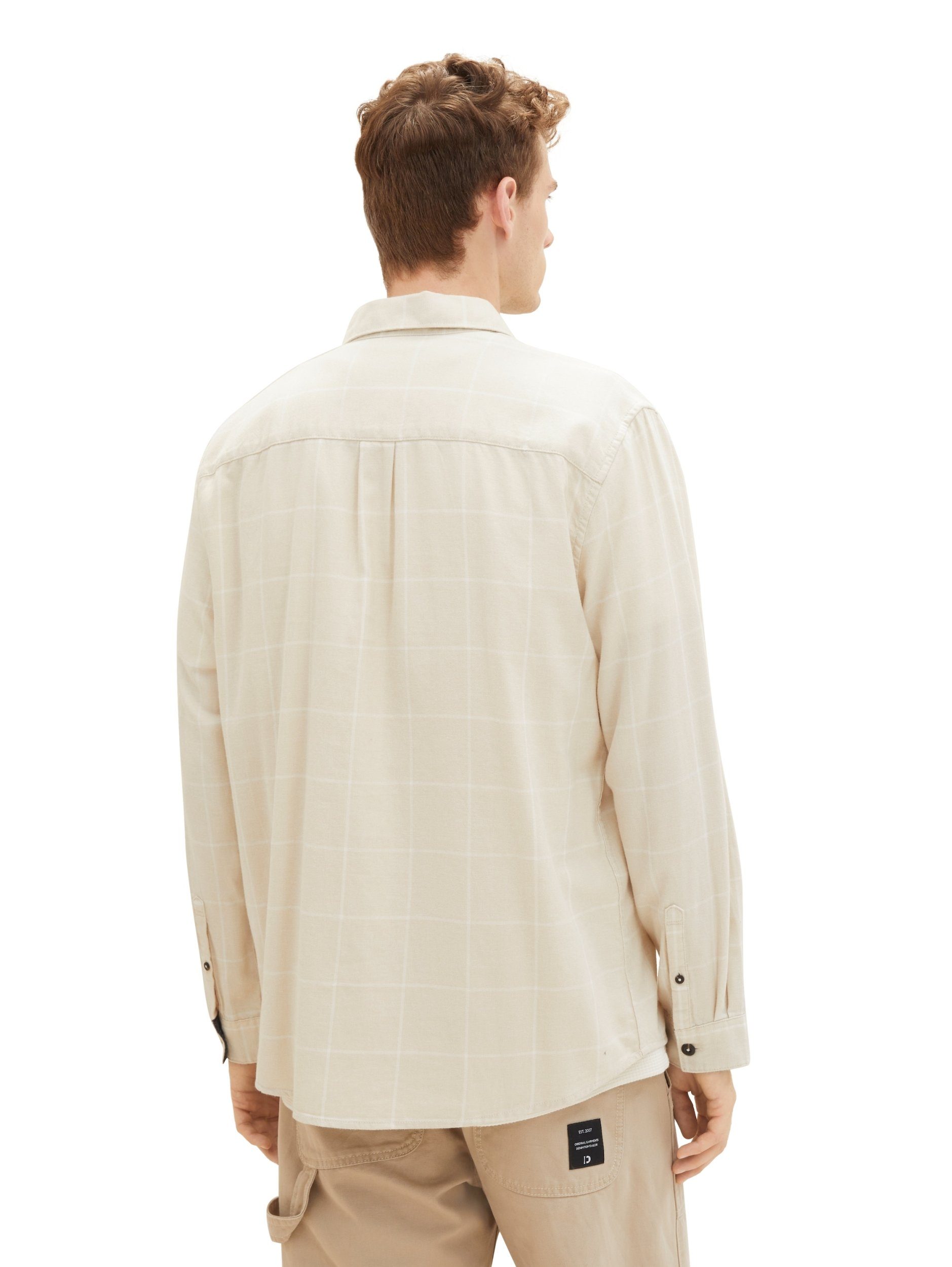 comfort TAILOR TOM tonal shirt tonal Kurzarmshirt beige checked vintage check