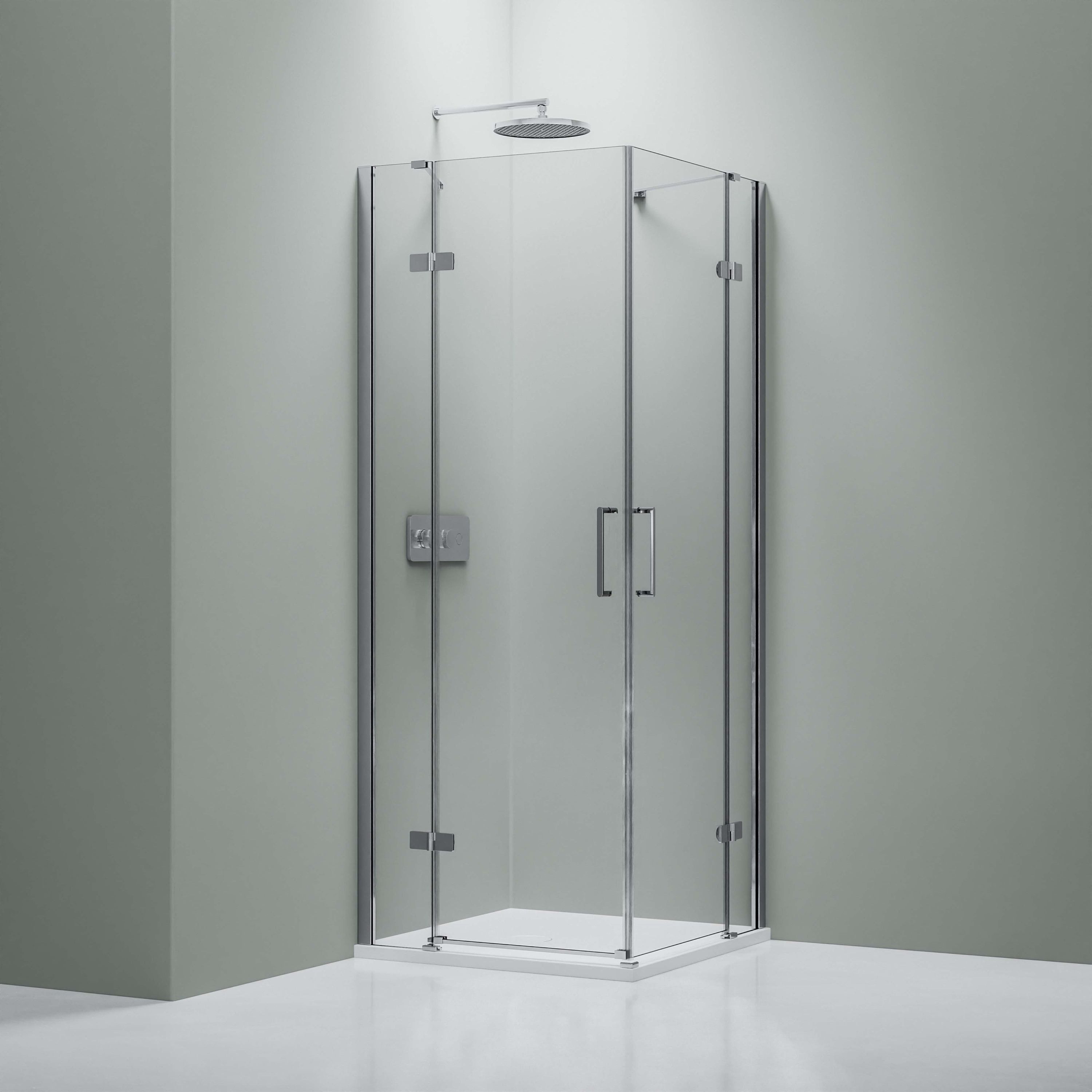 Bernstein Eckdusche NT407 90x90 cm, BxT: 90x90 cm, ESG Sicherheitsglas 8mm, Eckdusche Eckeinstieg 2 Drehtüren an Festfeld 90x90 8mm Nano