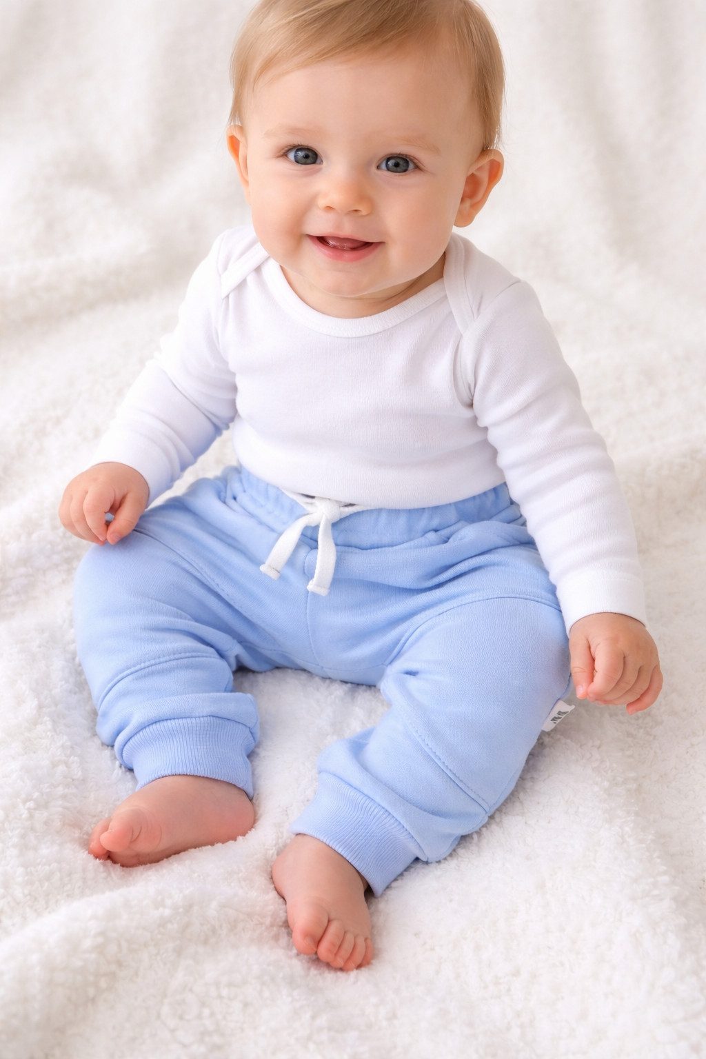 La Bortini Schlupfhose Baby Hose warm Babyhose in Hellblau warm, weich, innen angeraut, 56 62 68 74 80 86