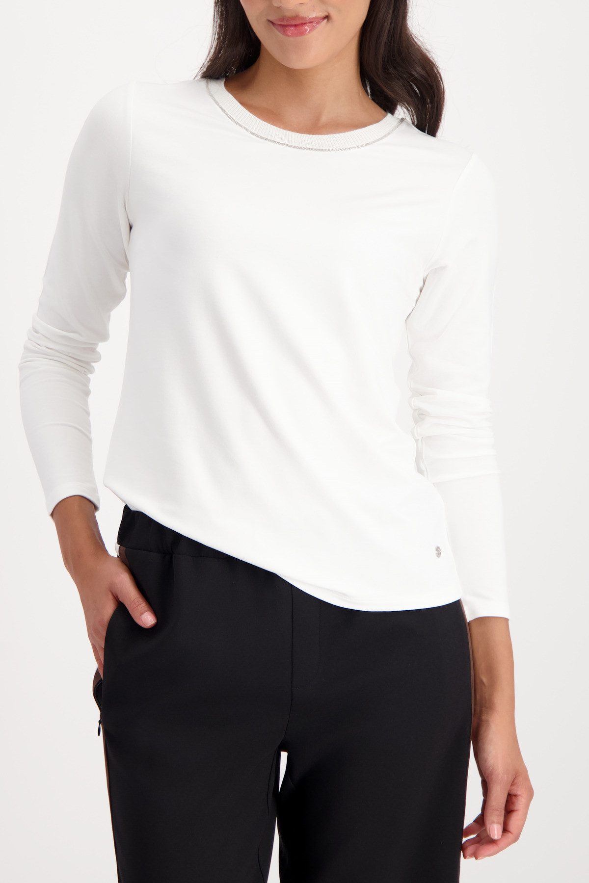 Monari Langarmshirt Shirt Basic Schmuck Kette günstig online kaufen