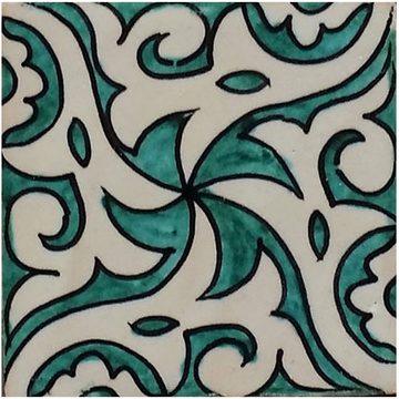 Casa Moro Wandfliese Orientalische Keramikfliese Hiyam grün 10x10 cm handbemalte marokkanische Fliese Kunsthandwerk aus Marrakesch Wandfliese für schöne Küche Dusche Badezimmer, FL7121, Grün und Beige