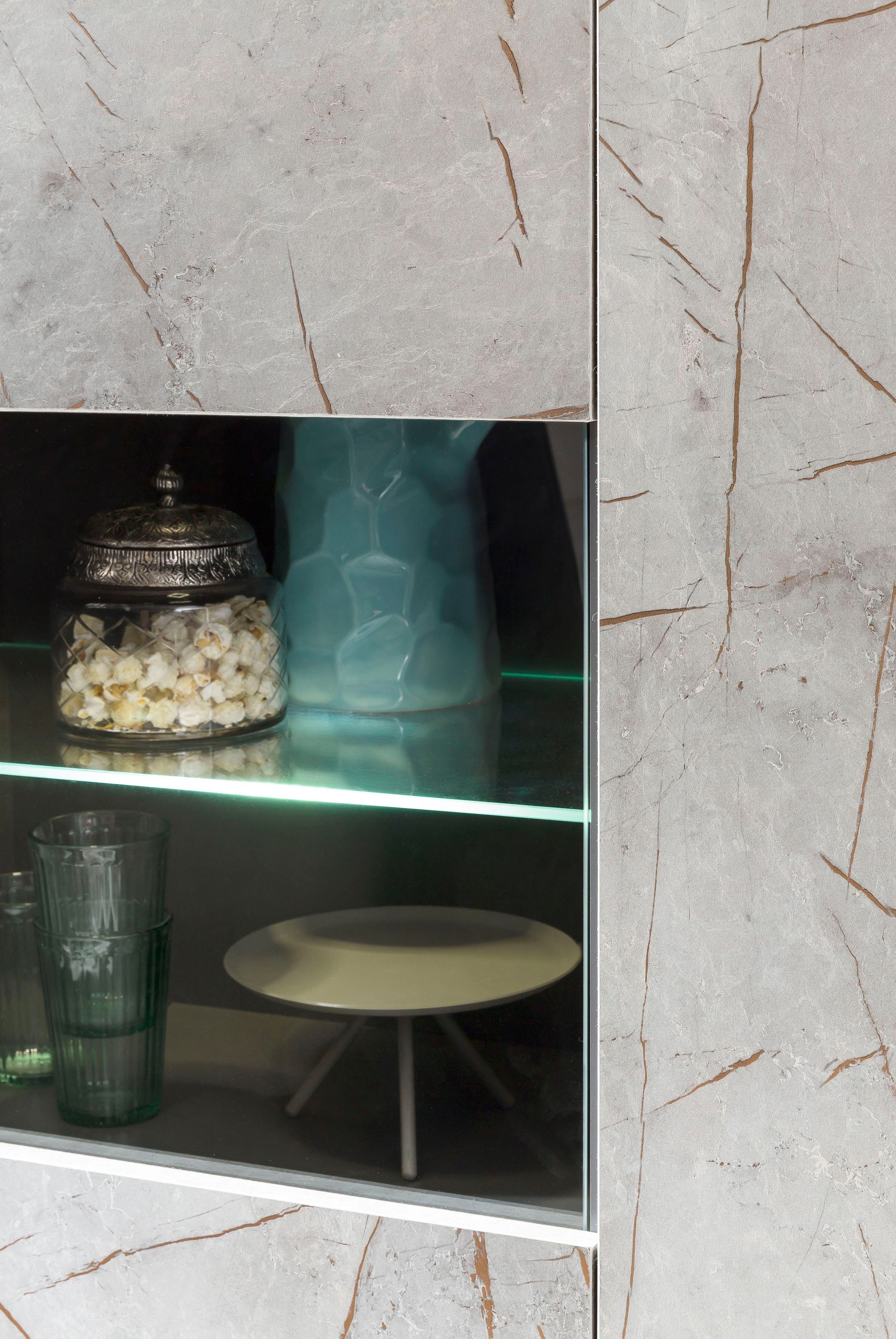 Home affaire Vitrine Stone Marble mit Dekor, Marmor-Optik 95 Breite einem cm edlen