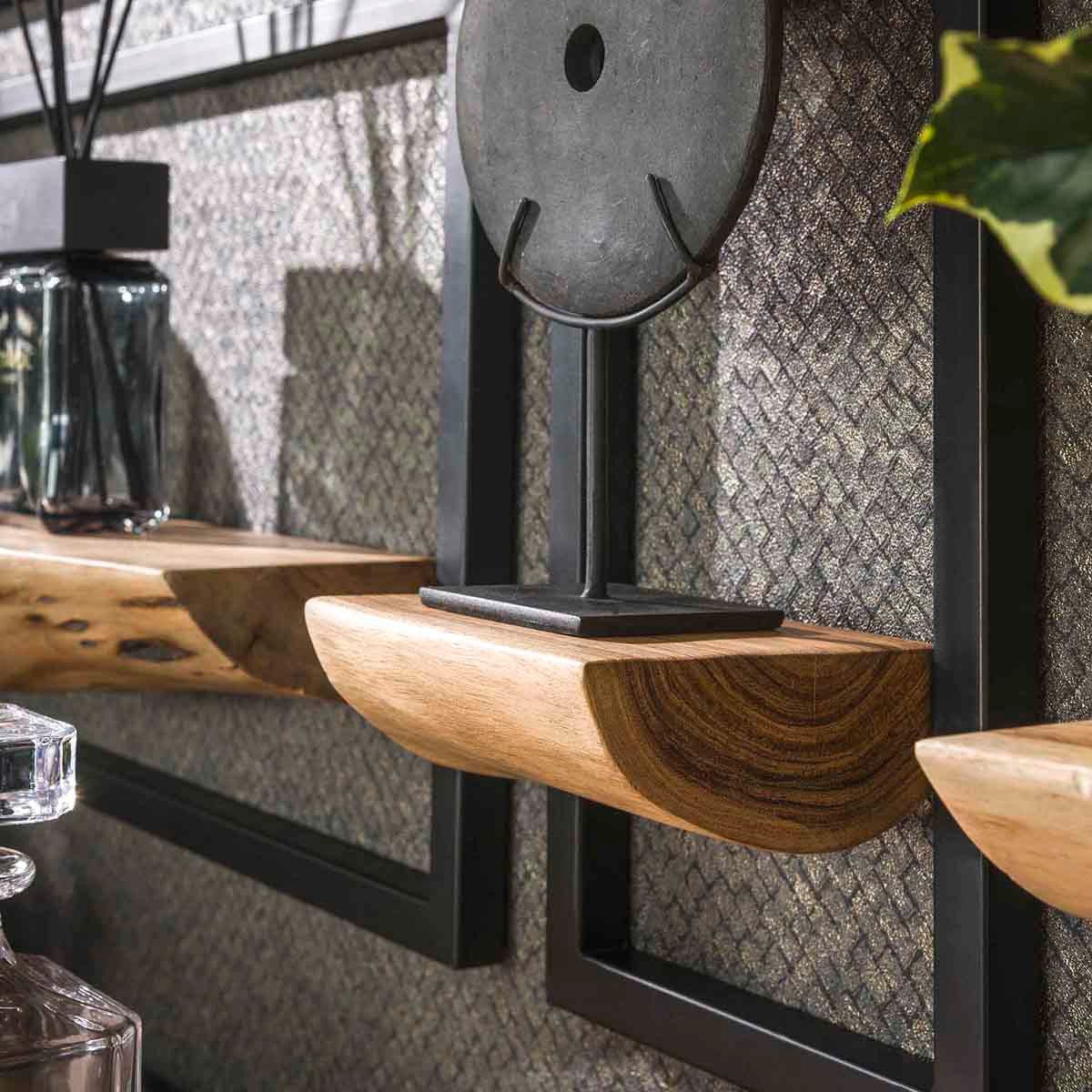 LEVEN Lifestyle Wandregal 5´er Set Regal Wandregal mit Baumkante aus Holz H günstig online kaufen