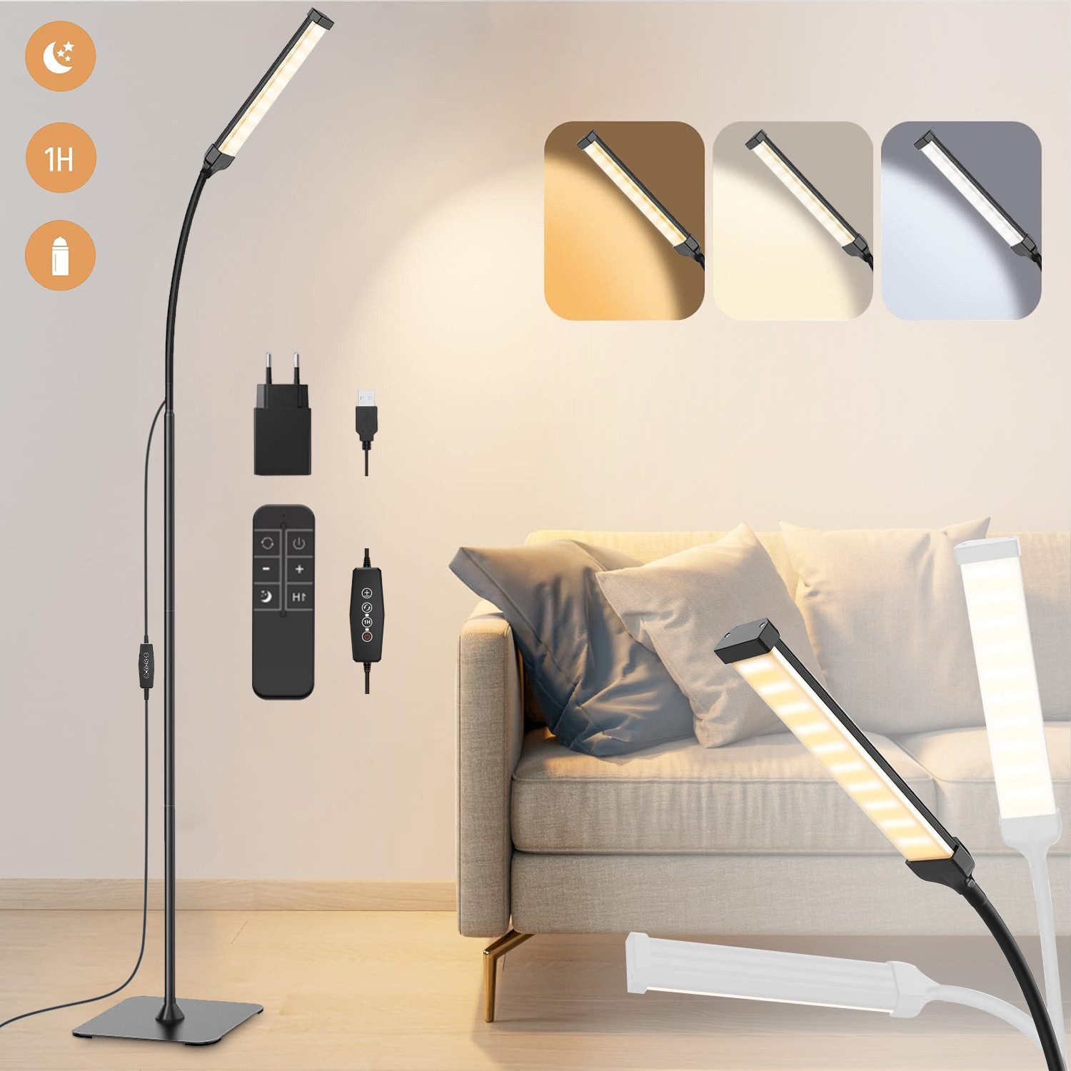 LMaxhome LED Stehlampe Dimmbar Stehleuchte 360° günstig online kaufen