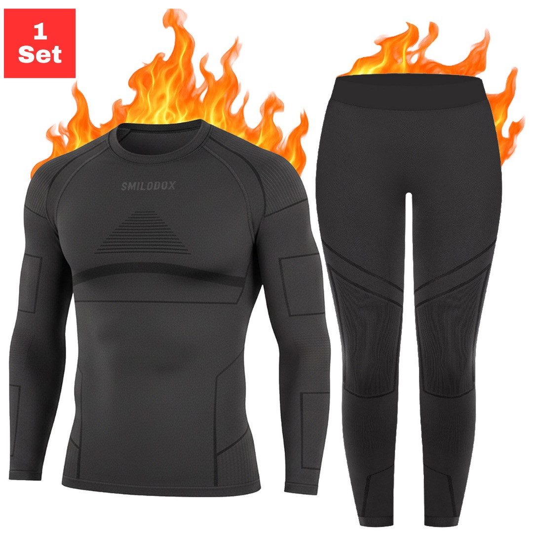 Smilodox Thermounterhemd Thermounterwäsche Set Herren - Funktionsunterwäsche - Thermowäsche Set ideal für Wintersportaktivitäten, atmungsaktiv, Seamless