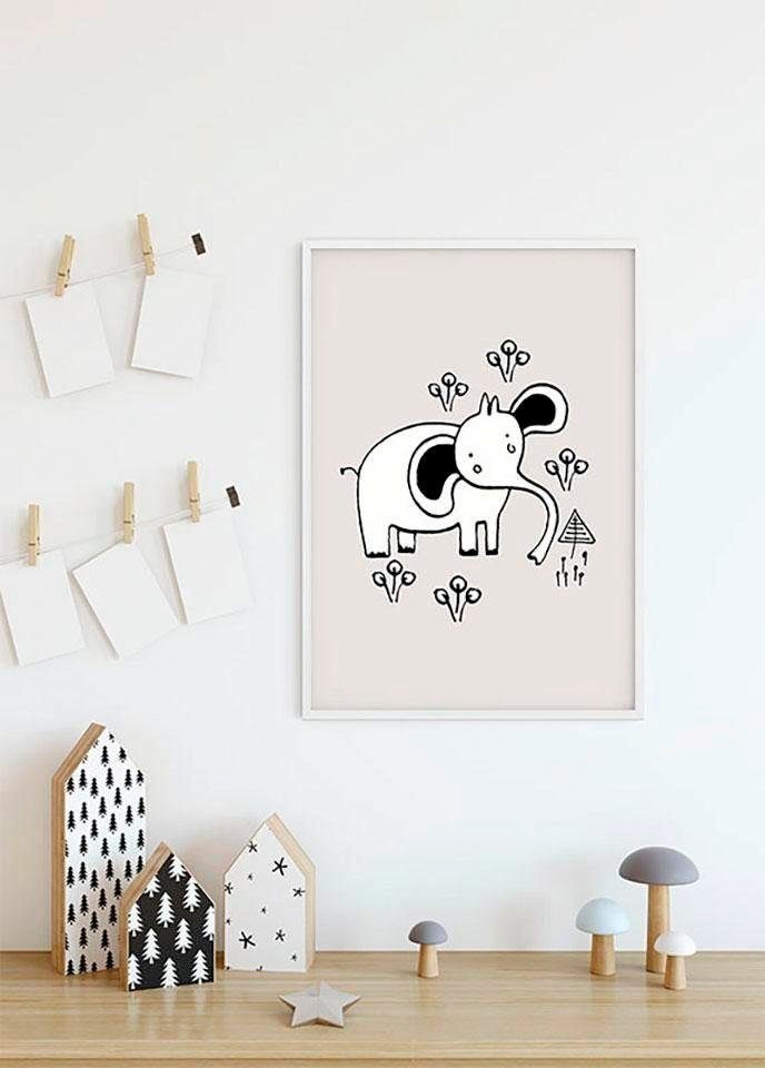 [Super schön] St), Schlafzimmer, Poster Scribble Tiere (1 Kinderzimmer, Komar Wohnzimmer Elephant,