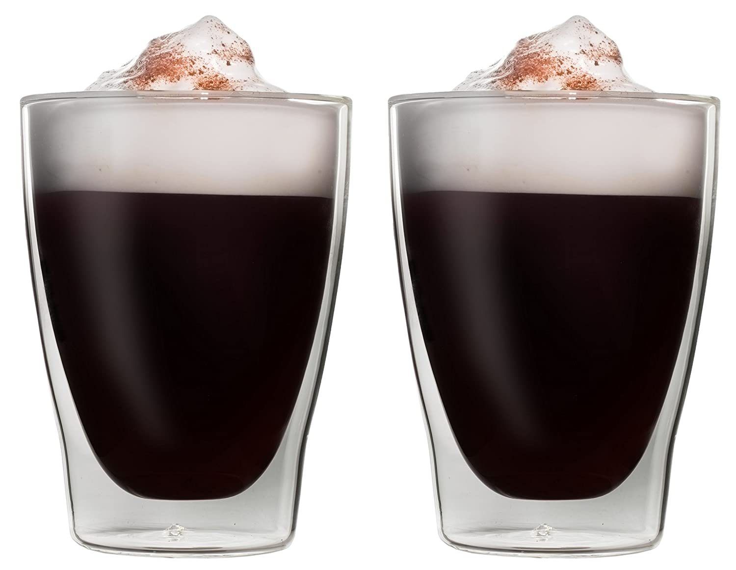 Gläser-Set 2x Doppelwandig Latte Macchiato Kaffee Glas Eisbecher Thermoglas 310ml