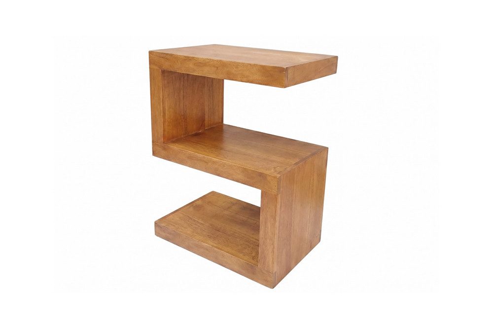 riess-ambiente Beistelltisch S 60cm braun - Mangoholz, Ablage, kompakt, vielseitig, dreistufig, Massiver S-förmiger Sofatisch - ideal für Praxen, Wohn- & Schlafzimmer