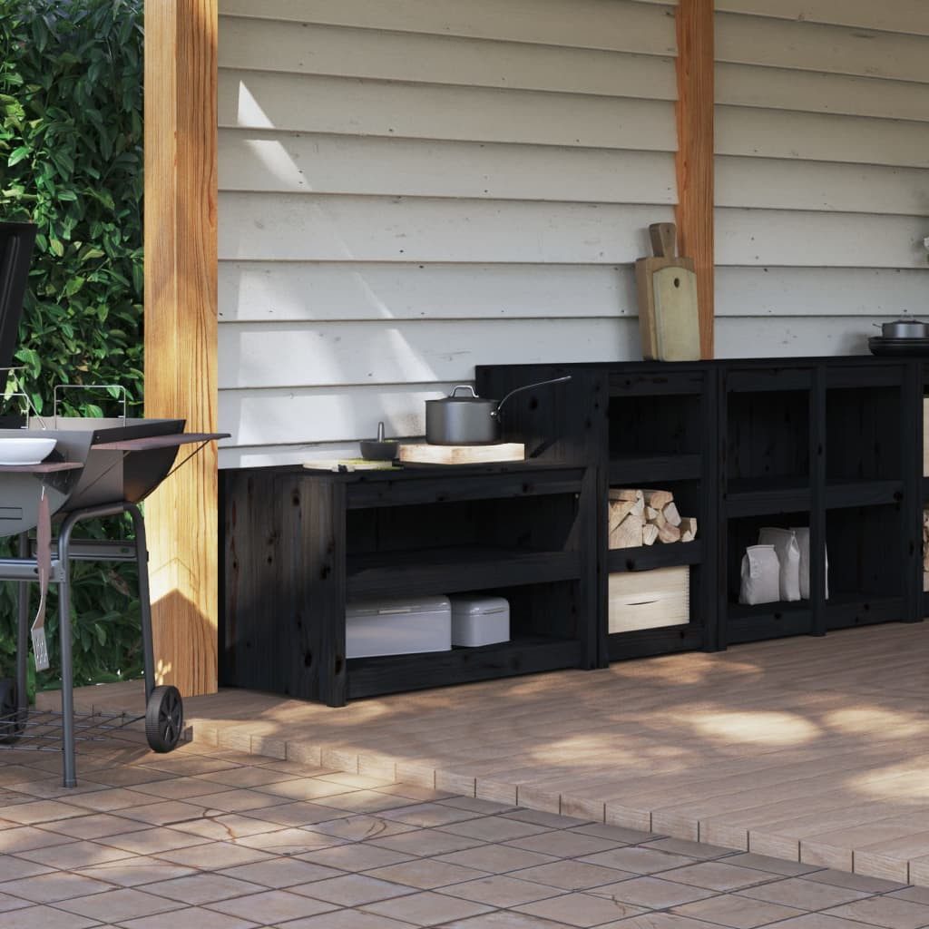 vidaXL Уличные кухниmodul Уличные кухниschränke 2 Stk. Schwarz Massivholz Kiefer