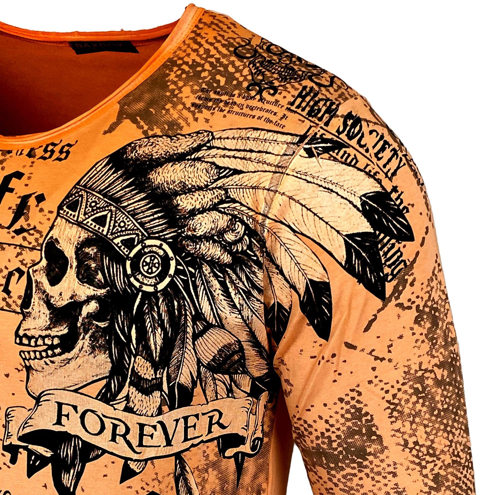 Baxboy Longshirt Back Herren Front All Baxboy Longsleeve & Plakativer Orange 708 Print Over