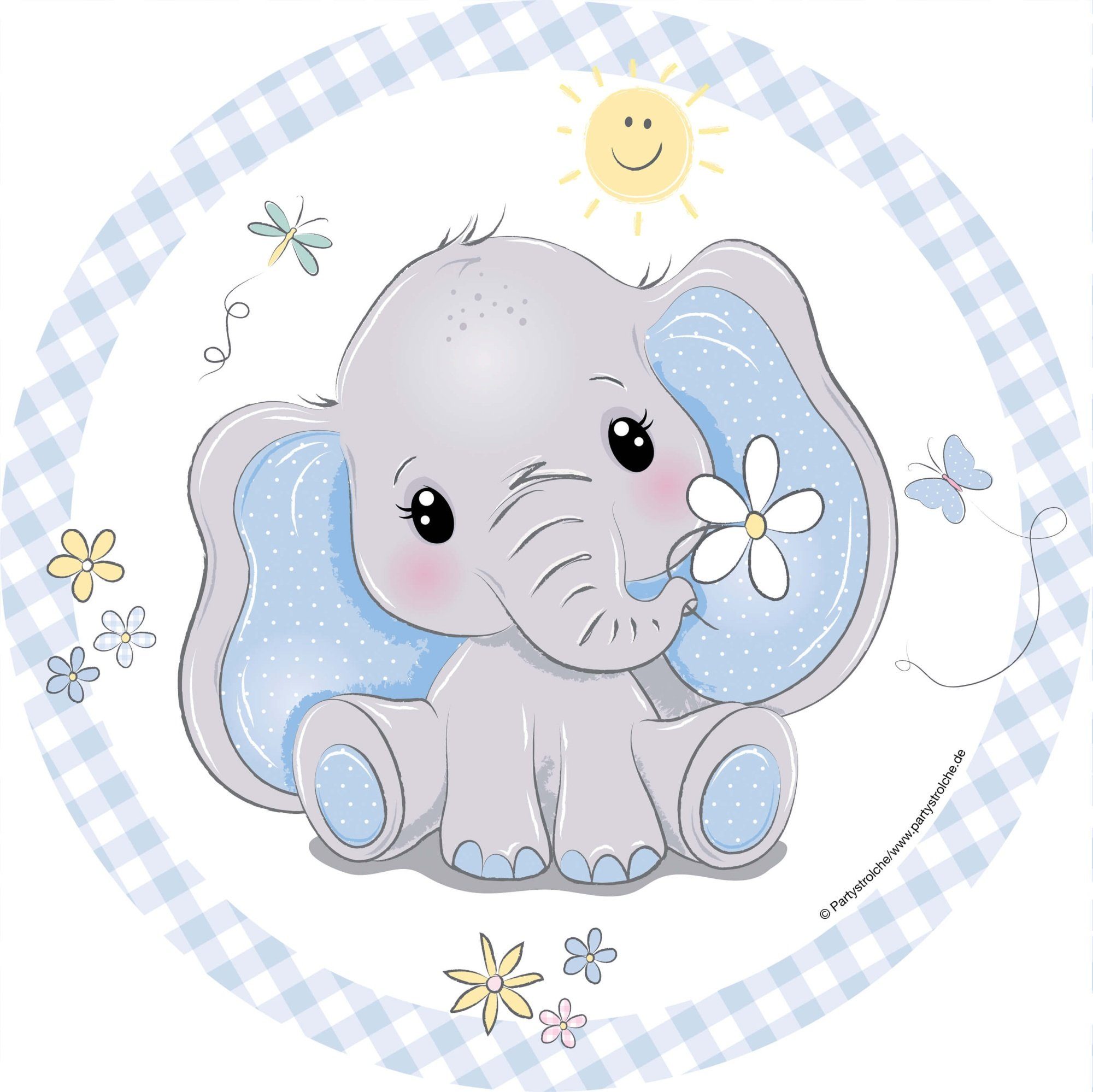 Kiids Pappteller Pappteller Baby Elefant blau, 23 cm | Einwegteller