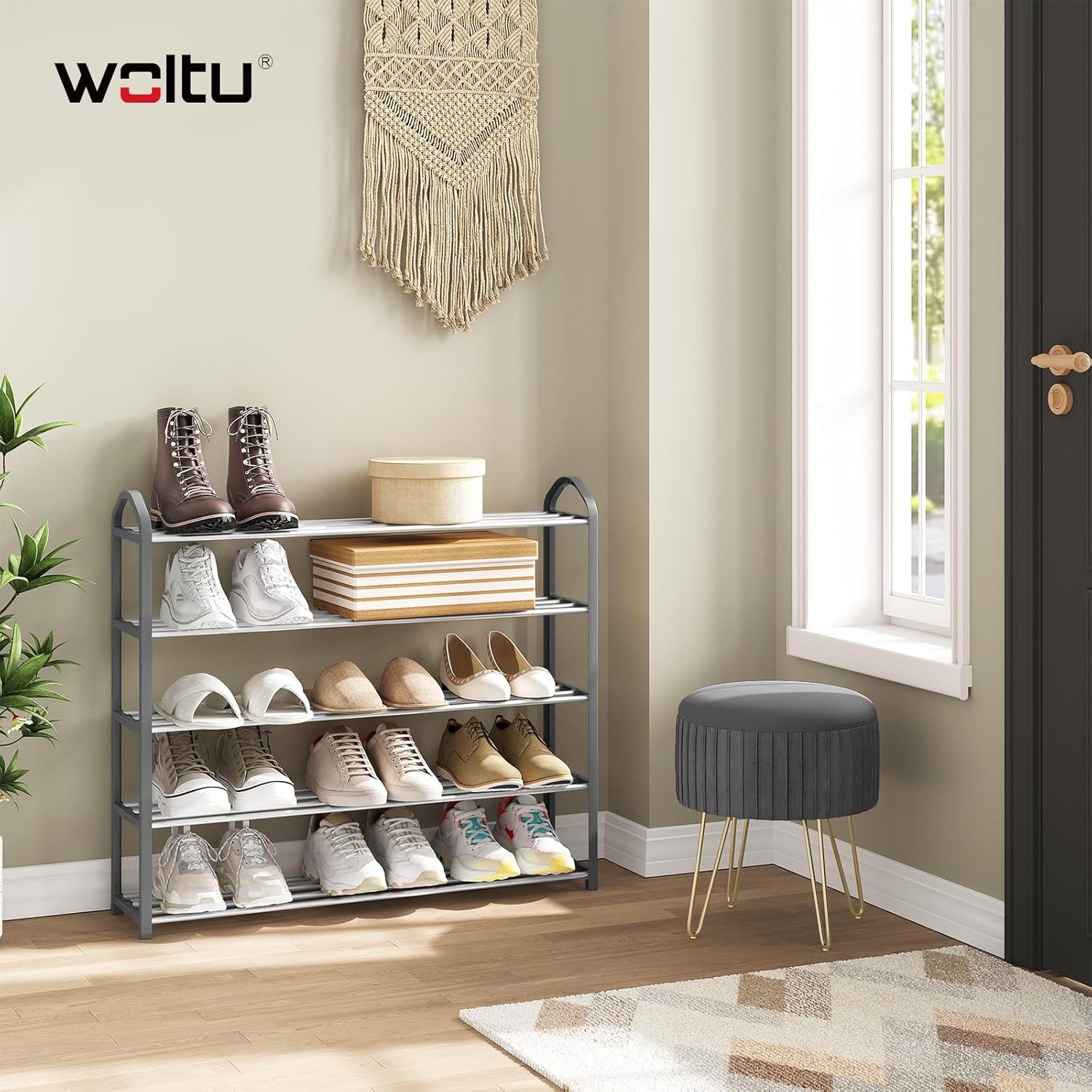 Woltu Schuhregal, 1-tlg., mit 5 Ablagen für 20 Paare Schuhe,XXL Ständer Reg günstig online kaufen