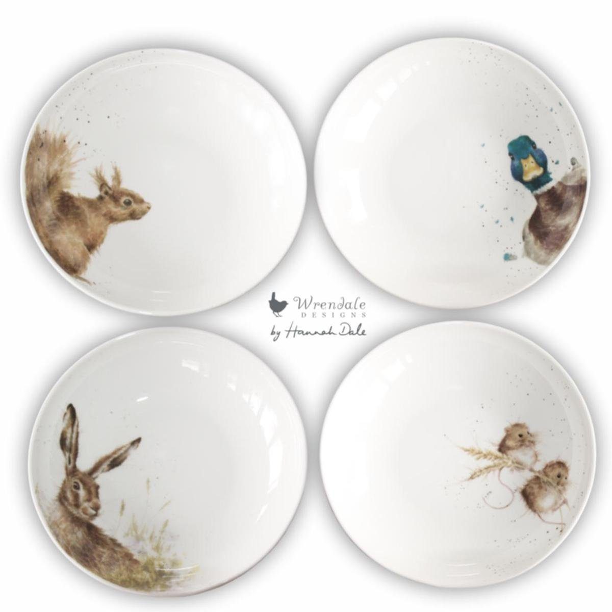 Wrendale Teller Wrendale Designs Porzellan Pasta- & Suppenteller 4er-Set