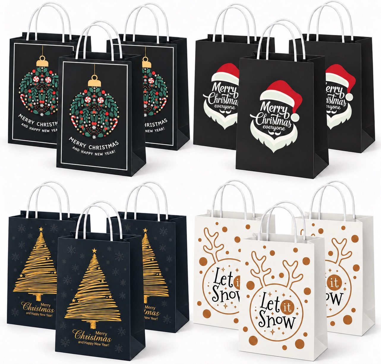 MerryXmas Aufbewahrungsbox 12 XXL-Geschenktüten für Weihnachten (12er Set, 12 St., 12-teilig), besonders reißfest