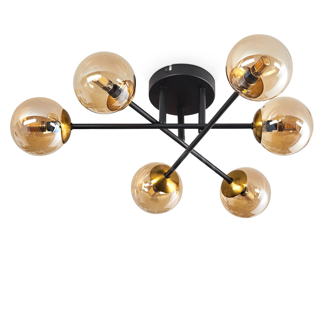 hofstein Deckenleuchte Deckenlampe aus Metall/Glas in günstig online kaufen