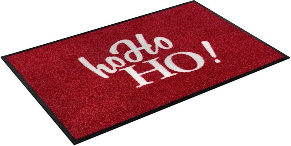 Fußmatte ho Ho HO!, wash+dry by Kleen-Tex, rechteckig, Höhe: 7 mm,  Schmutzfangmatte, mit Spruch, rutschhemmend, waschbar, sehr flach, für  Fußbodenheizung geeignet, rutschfest