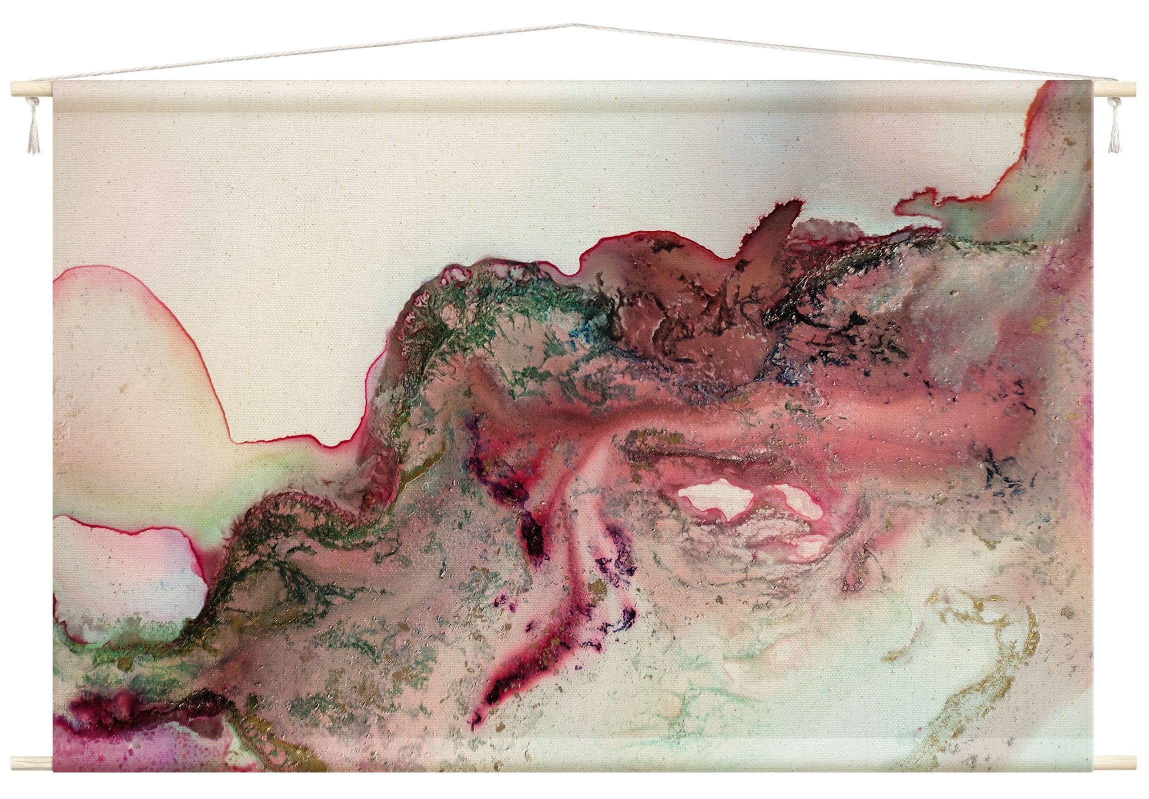 Wandteppich modern Abstrakt Aquarell rot