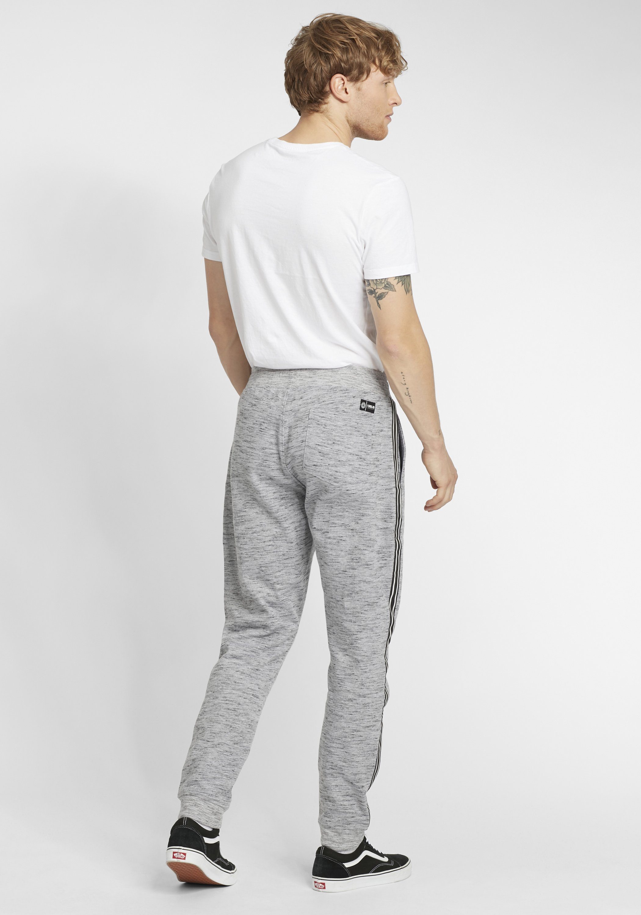 SDGalman Melange Grey !Solid mit Galonstreifen Jogginghose (1840051) Lange Sweatpants