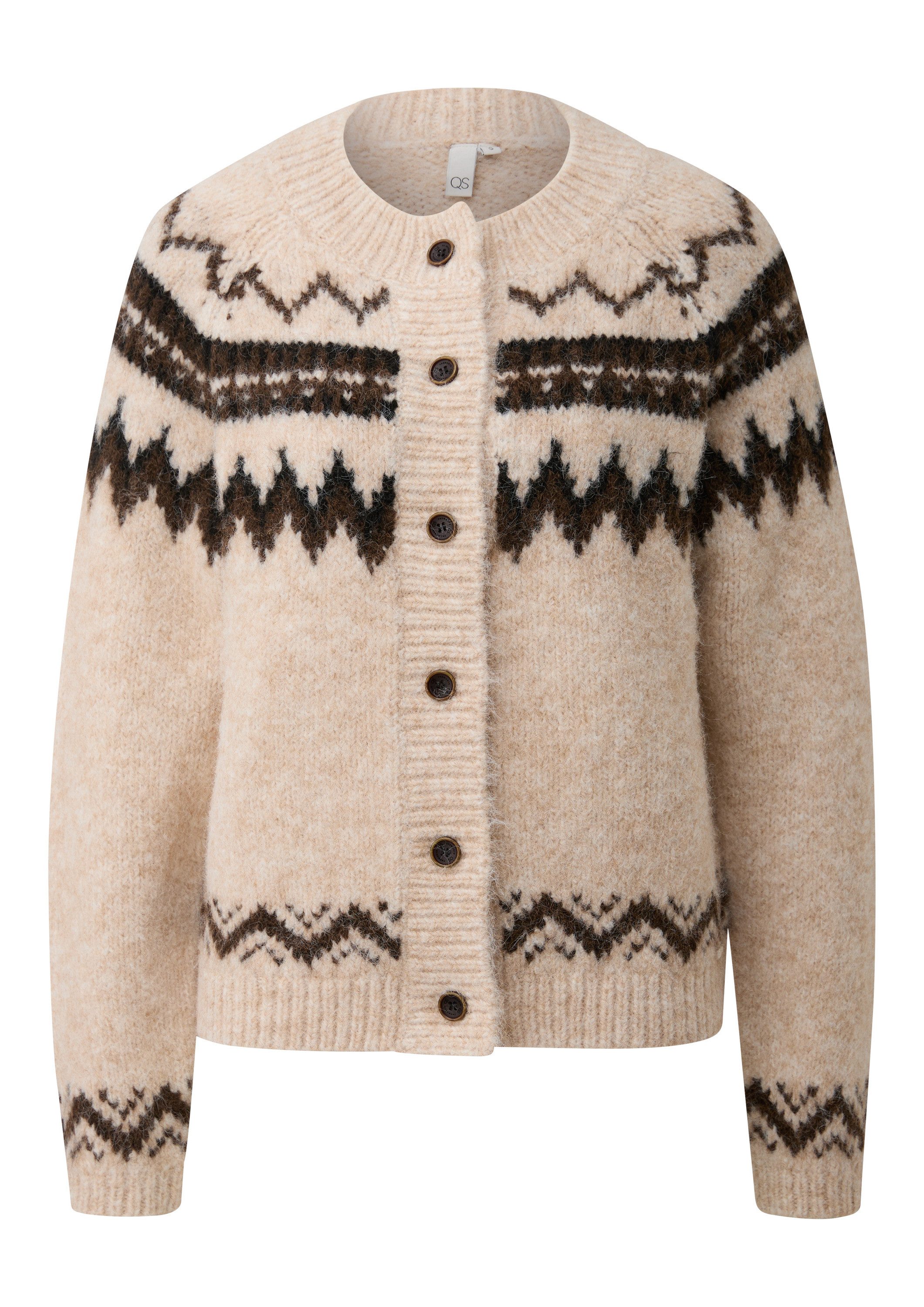 QS Cardigan Strickjacke Strickjacke mit Norwegermuster günstig online kaufen