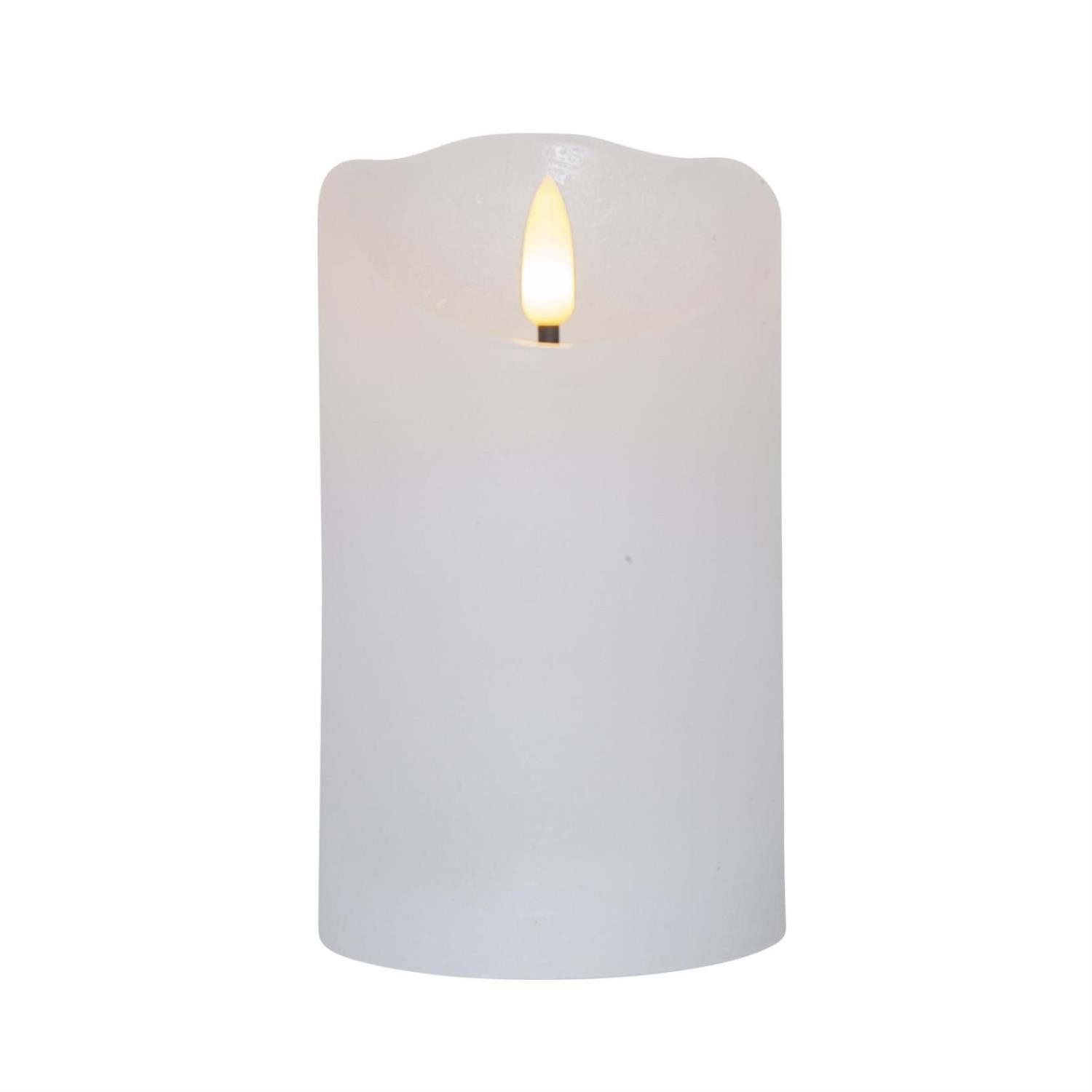 LED-Kerze Rustik Optik Echtwachs flackernde Flamme H: 12,5cm Timer Batterie weiß