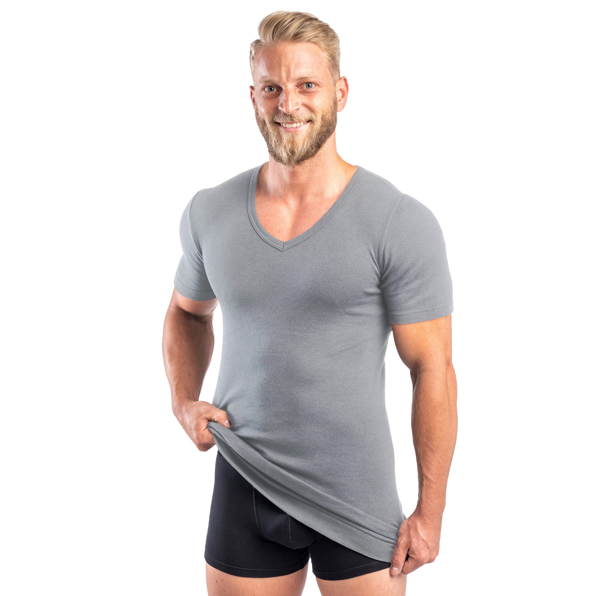 HERMKO Unterziehshirt 488710 Extralanges Herren kurzarm Shirt +6 cm V-Neck günstig online kaufen