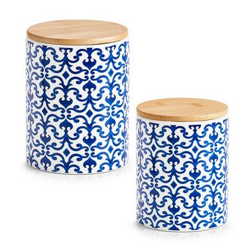 Zeller Present Vorratsdose Vorratsdose "Marokko, Keramik, 900 ml, Keramik, blau/weiß, Ø11 x 15,3 cm