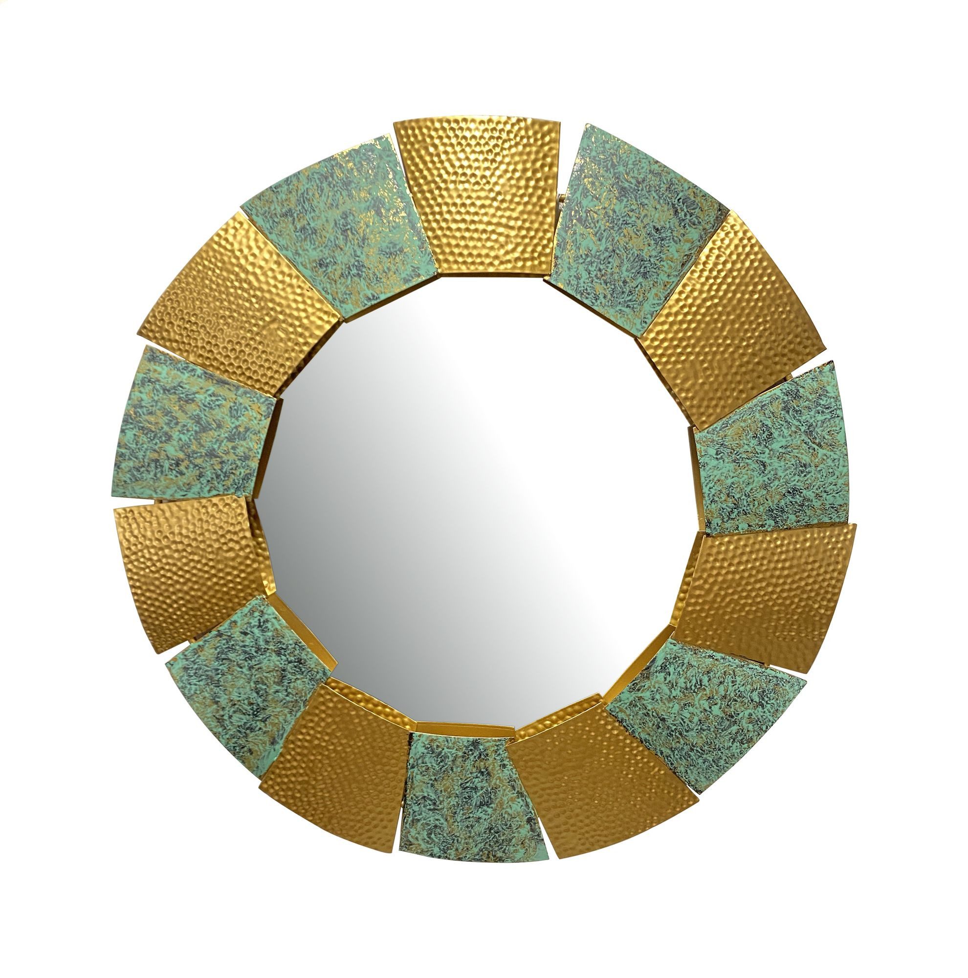 Spiegel Wandspiegel Modern 63 cm Metall Design Hängespiegel Burnt Gold, Eisen
