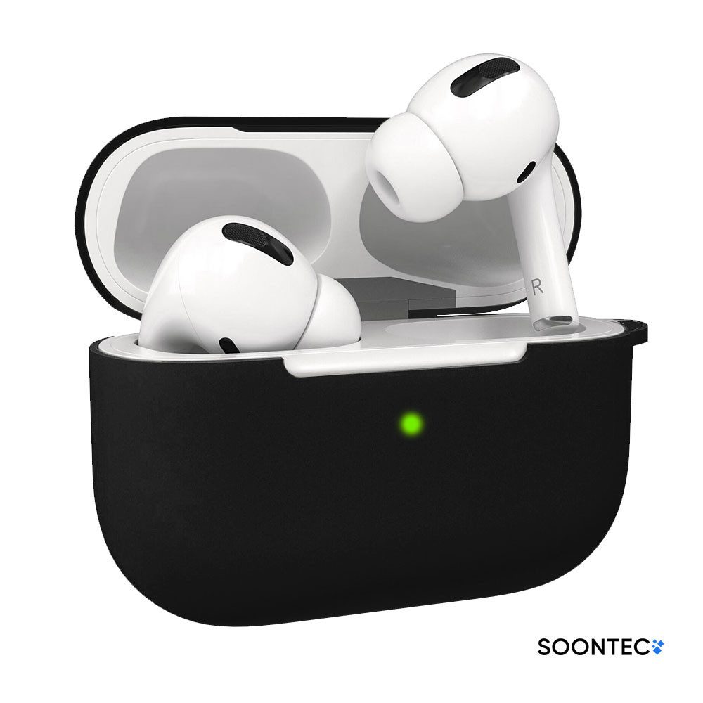 SOONTEC Kopfhörer-Schutzhülle AirPods Pro Hülle SOONTEC Silikon Schutzhülle für Apple AirPods Pro, sichtbare Front-LED