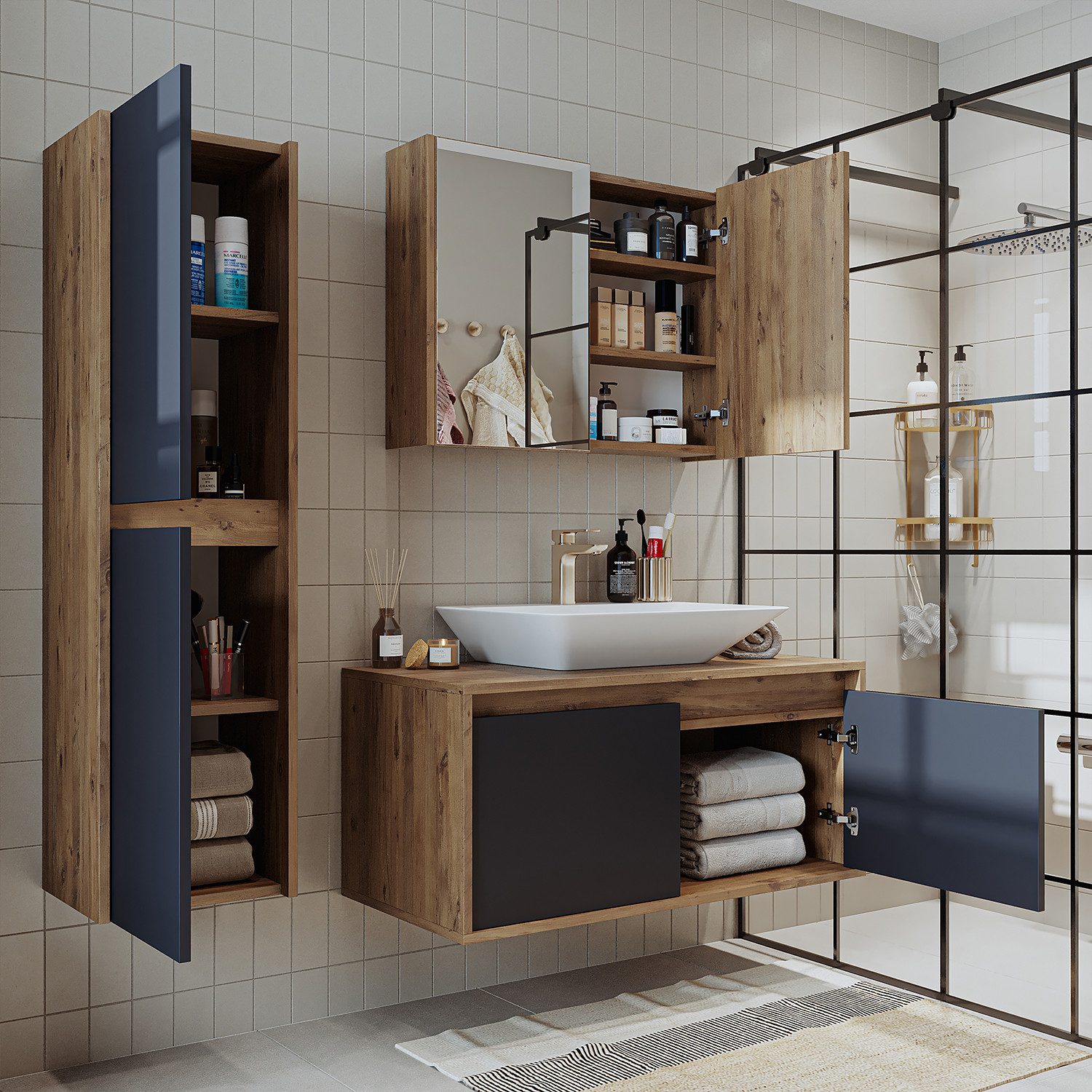 Roomart Badmöbel-Set ATL4TLG-100, (Badmöbel Set Unterschrank günstig online kaufen