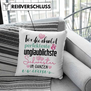 Trendation Dekokissen Trendation - Beste Schwester Geschenk Kissen Spruch zum Geburtstag Weihnachten Geschenkidee von Bruder für Schwester Dekokissen mit Füllung 40x40