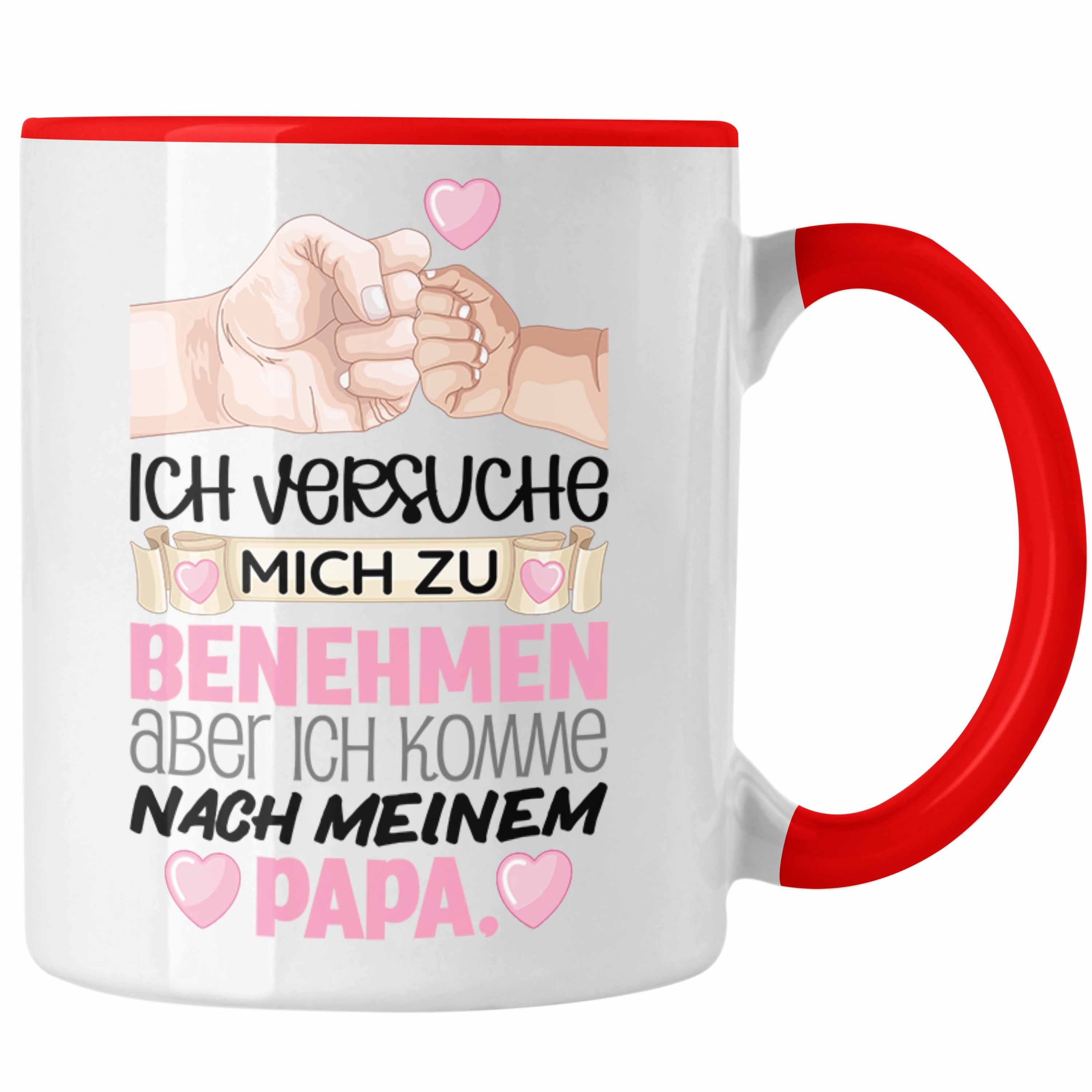 Trendation Tasse Ich Versuche Mich Zu Benehmen Papa Tasse Geschenk für Tochter Lustiger Rot