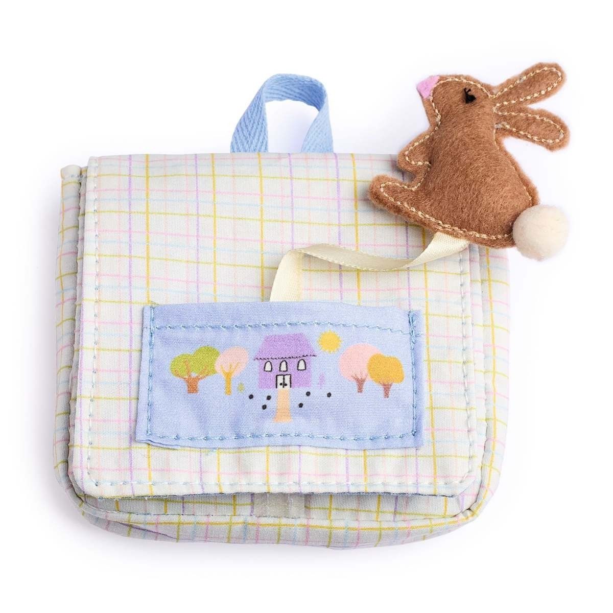 DJECO Puppen Rucksack Pomea Puppen-Schultasche mit Kuschelhase, Mini-Rucksack
