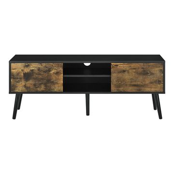 en.casa Lowboard, »Eskilstuna« Fernsehtisch 120x29, 5x46, 5cm Schwarz / Dunkler Holzton