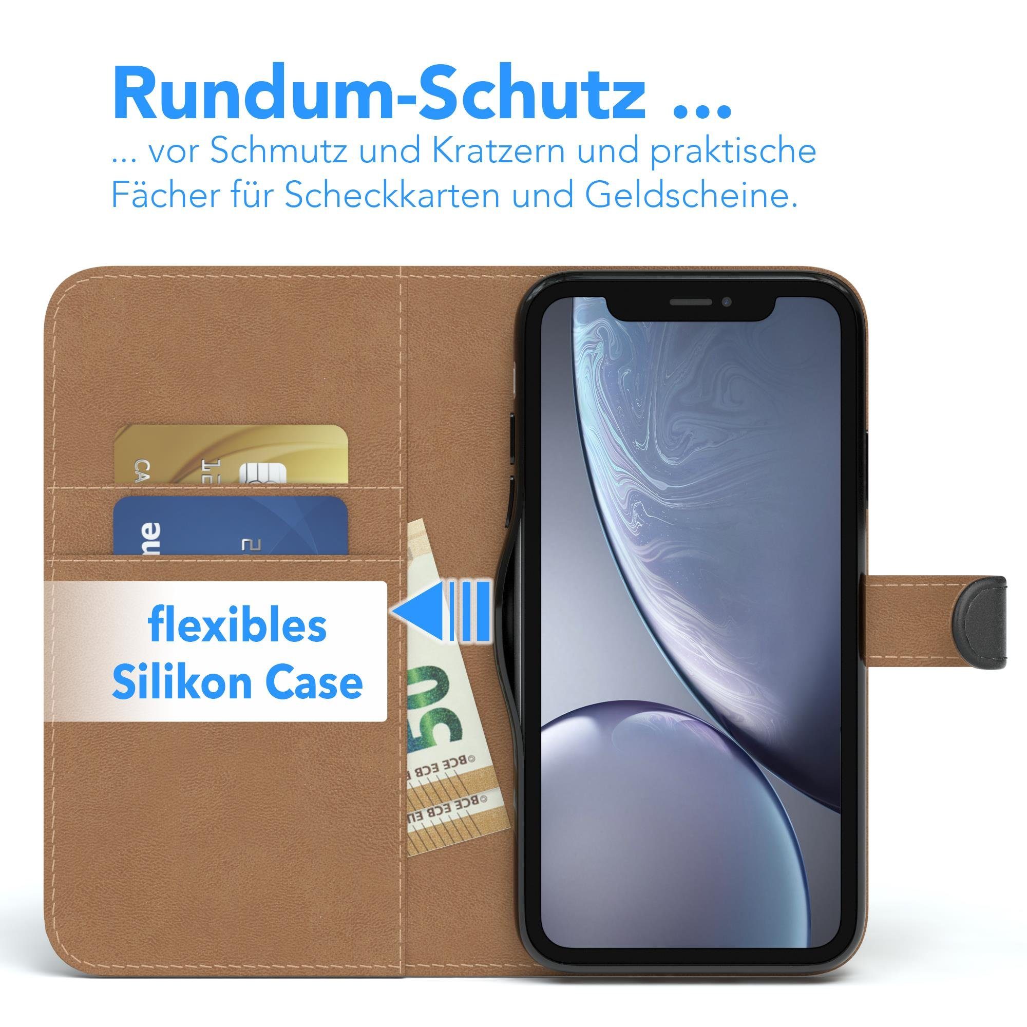 EAZY CASE Handyhülle Bookstyle Farbig für Apple iPhone XR, Schutzhülle mit Standfunktion Kartenfach Handytasche aufklappbar Etui