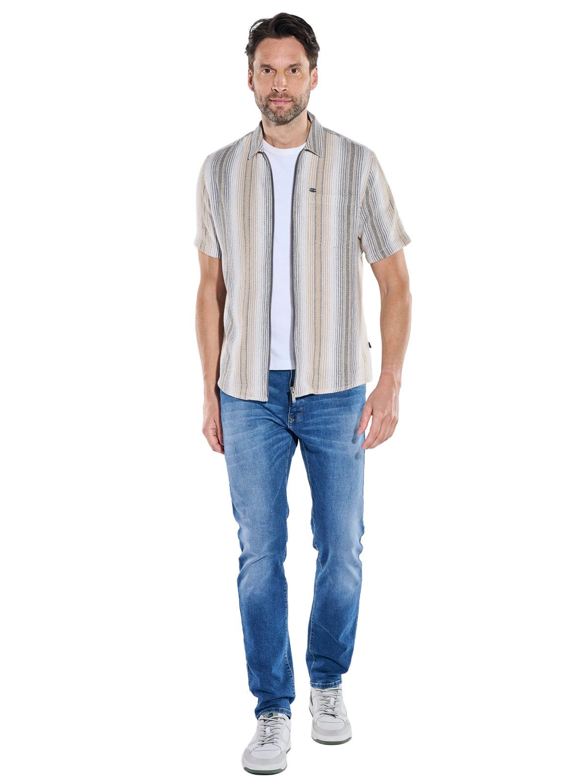Engbers Kurzarmhemd Herren Kurzarm-Overshirt in Strickoptik, Beige