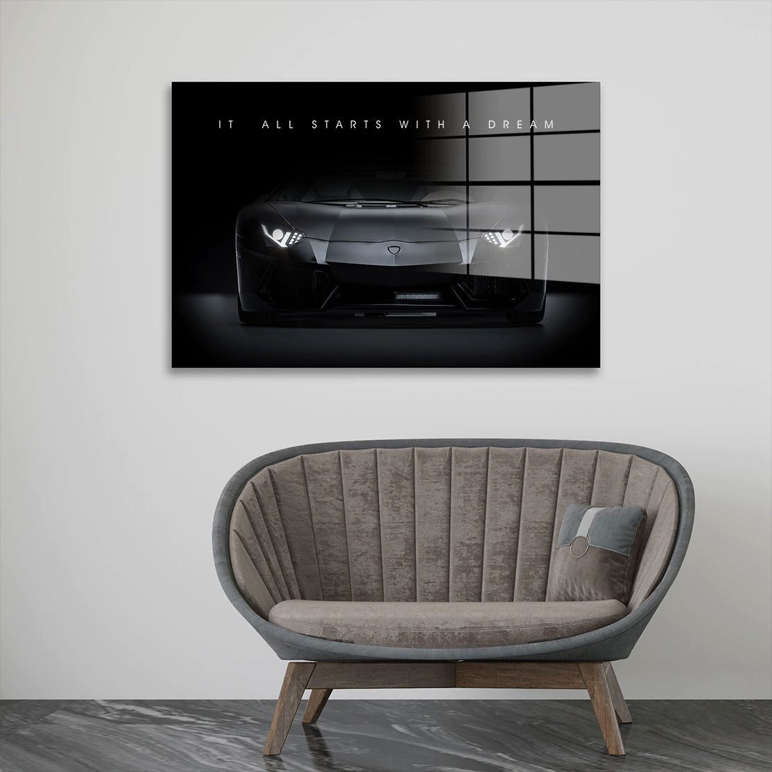 Artedinoi Acrylglasbild Motivation Auto Sportwagen Zitat Acrylglas Wandbild Bild Wanddeko Wohn