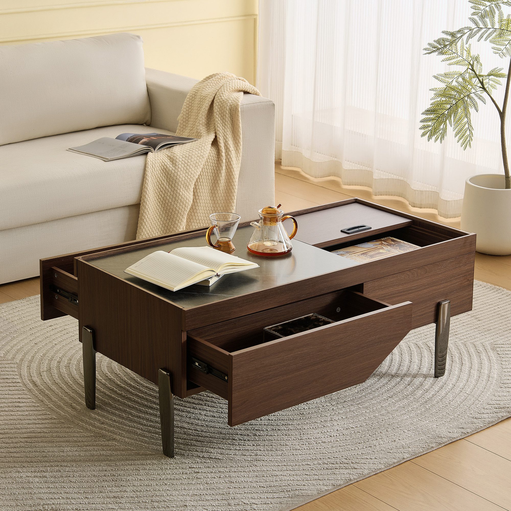 OKWISH Couchtisch mit Schiebeabdeckung (Satztisch, Wohnzimmertisch, Beistel günstig online kaufen