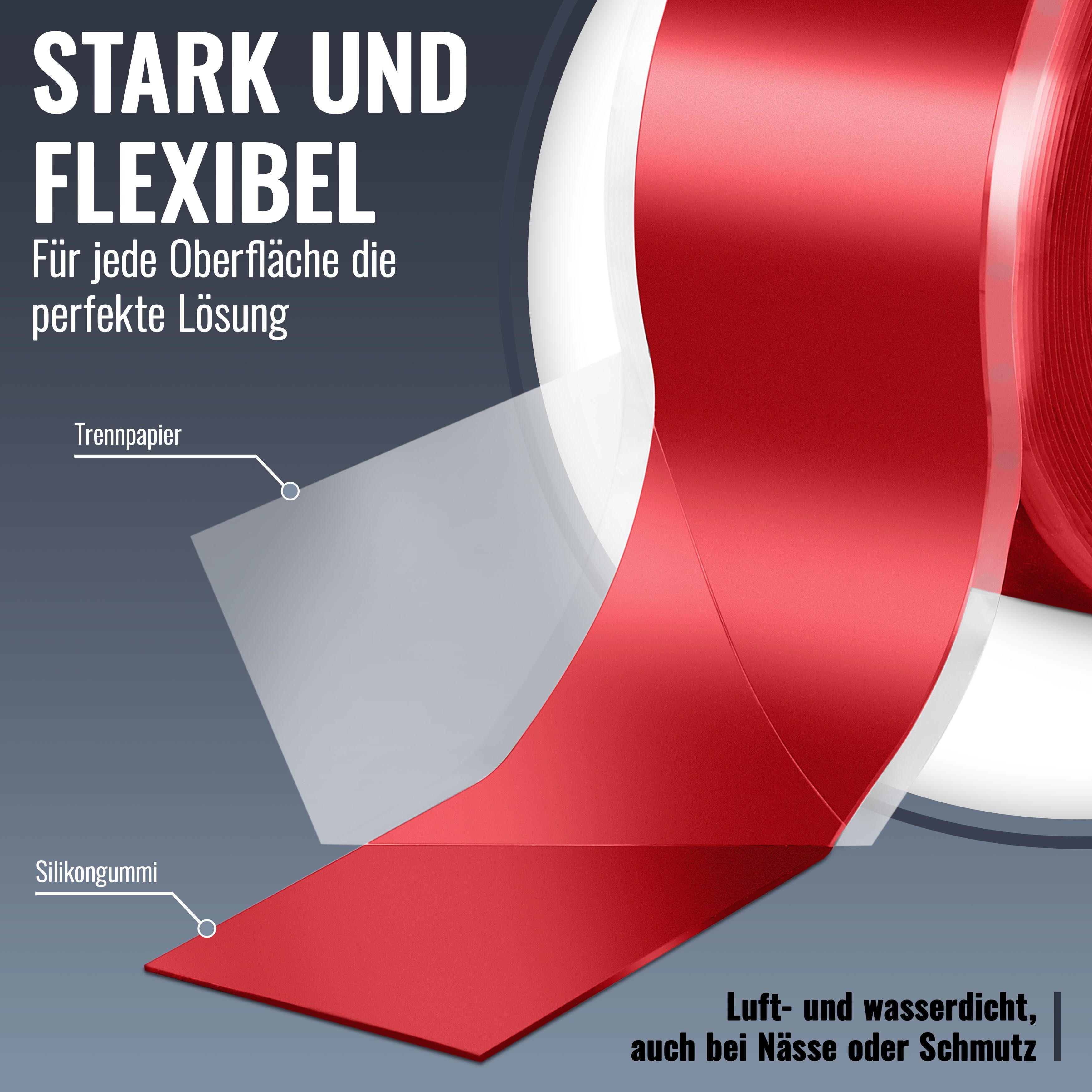 Poppstar Dichtband Selbstverschweißendes Silikonband (zum Reparieren, Isolieren und Abdichten, 1-St., (Strom, Wasser, Luft) zum Umwickeln von Rohren, Kabeln, Schläuchen uvm.