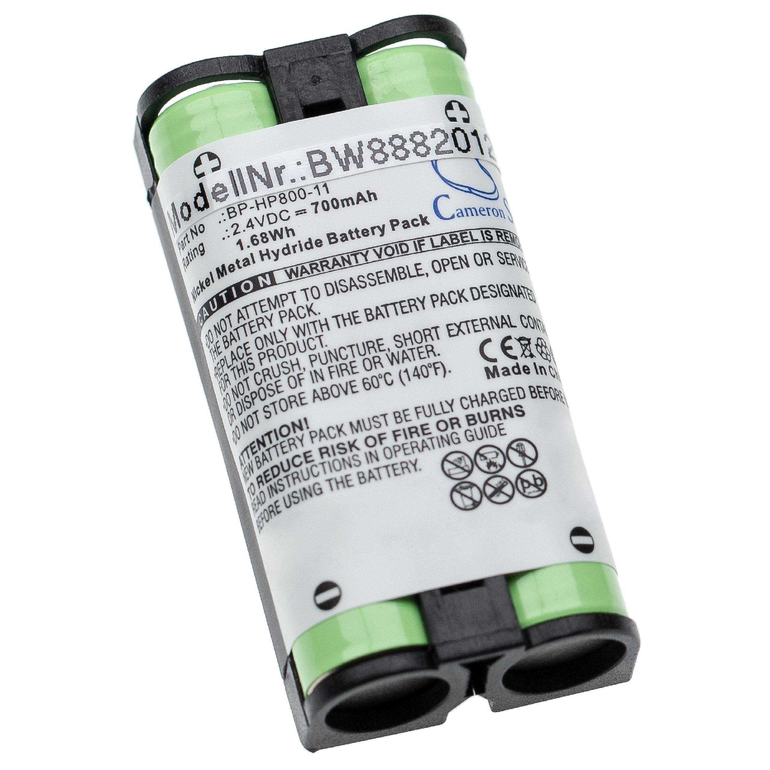 Akku Ersatz für Baugleiche Originalteilebezeichnung Sony 9-885-218-43, BP-HP800-11 für Kopfhörer (700mAh, 2,4V, NiMH) 700 mAh