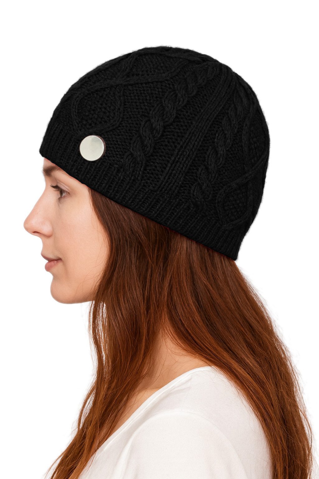 dy_mode Strickmütze Damen Strickbeanie mit Zopfmuster & Deko-Knopf leicht W günstig online kaufen
