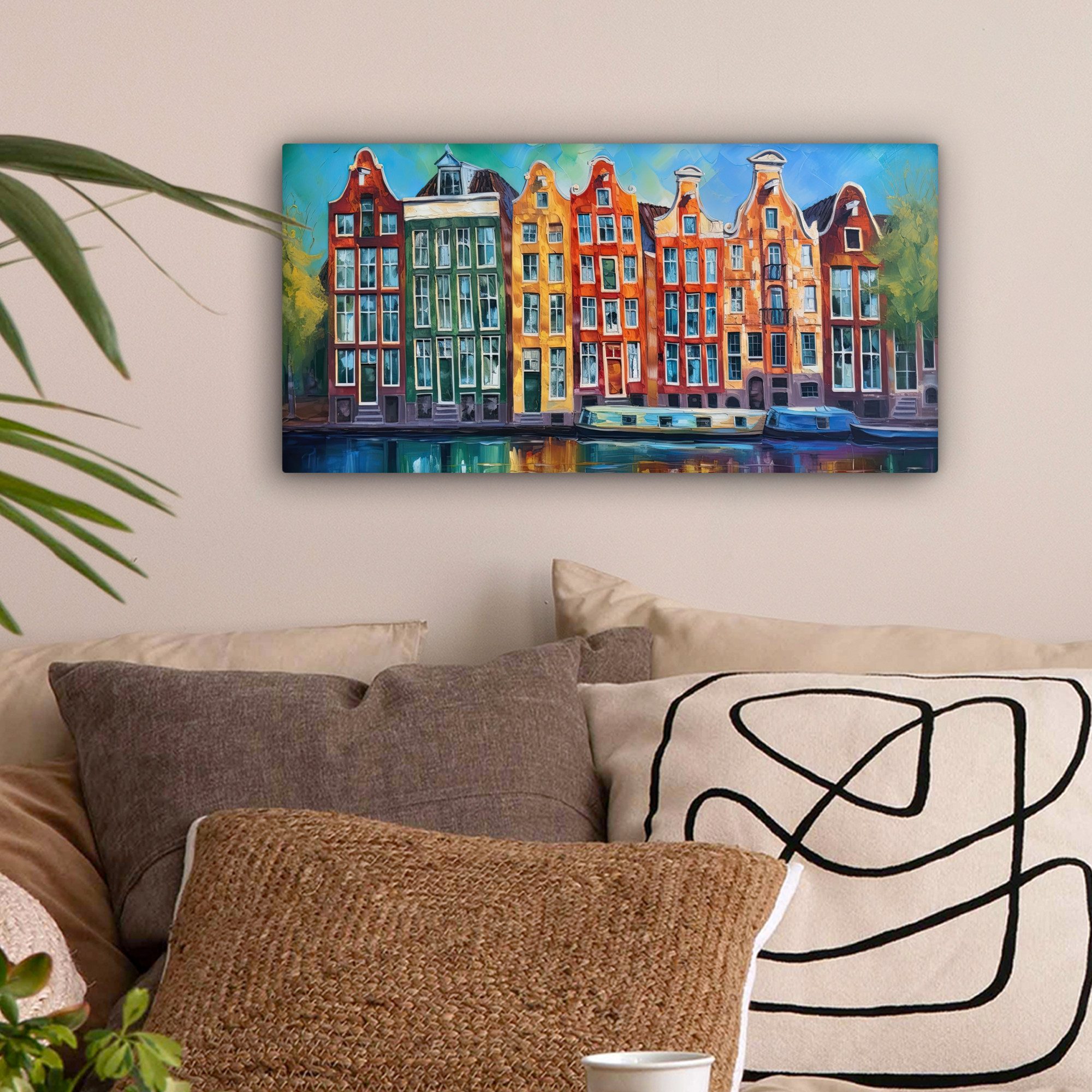 OneMillionCanvasses® Leinwandbild Panorama Amsterdam - Ölfarbenoptik - Grac günstig online kaufen