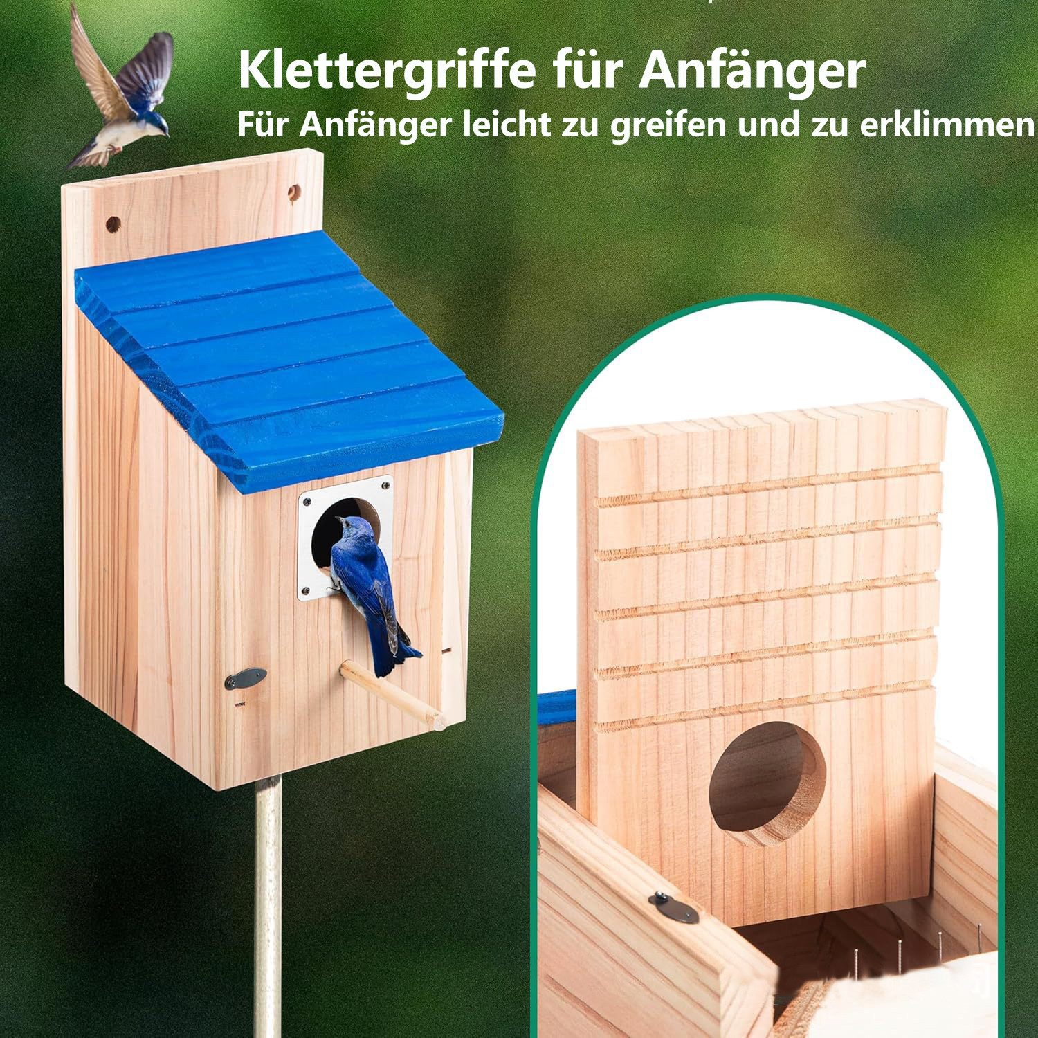 Jumpeak Nistkasten Nistkästen nach für Vögel,Vogelhaus Brutkasten,Wetterfest,Massiv-Holz, Nistkasten Bausatz,Langlebig für Draußen,Aufhängen für Garten,Nisthaus