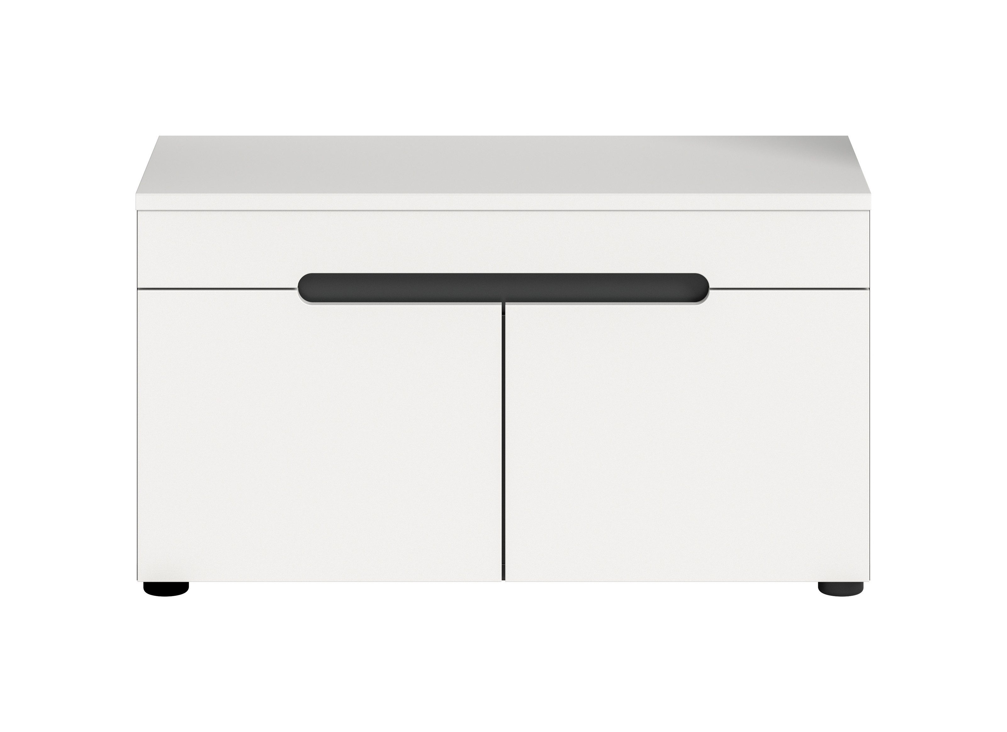 freiraum Sitzbank Canu, in Basalt Grau / Weiß - 80x45x37cm (BxHxT)