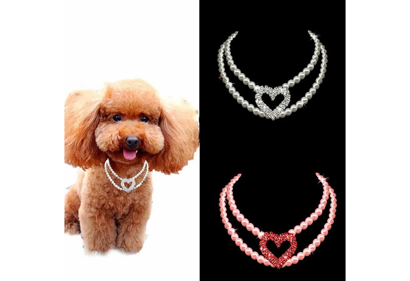 Thumbnail - Monkimau Hunde-Halsband Hundehalsband Katzenhalsband Kette Anhänger weiß - M