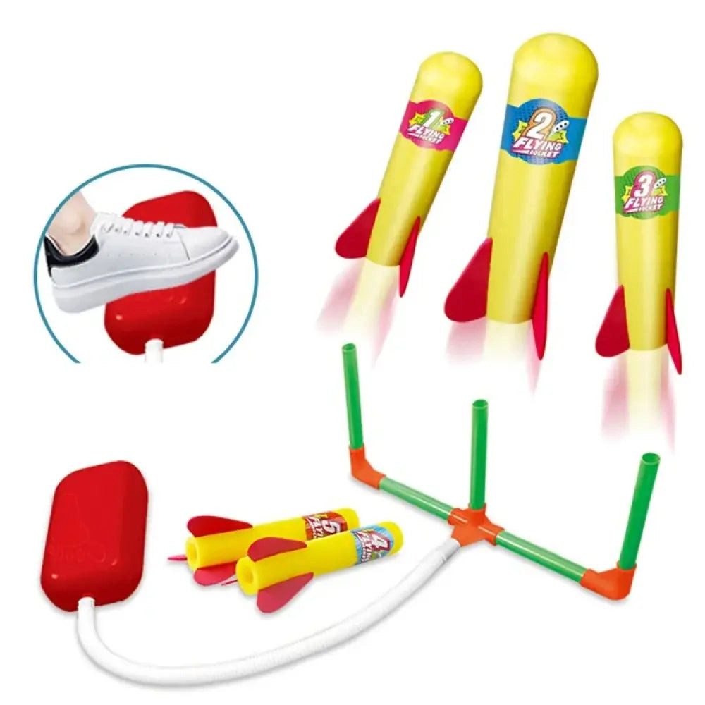 Spielzeug-Flugrakete Schaumstoff Raketenwerfer mit Pumpe – Outdoor-Spielzeug für Kinder