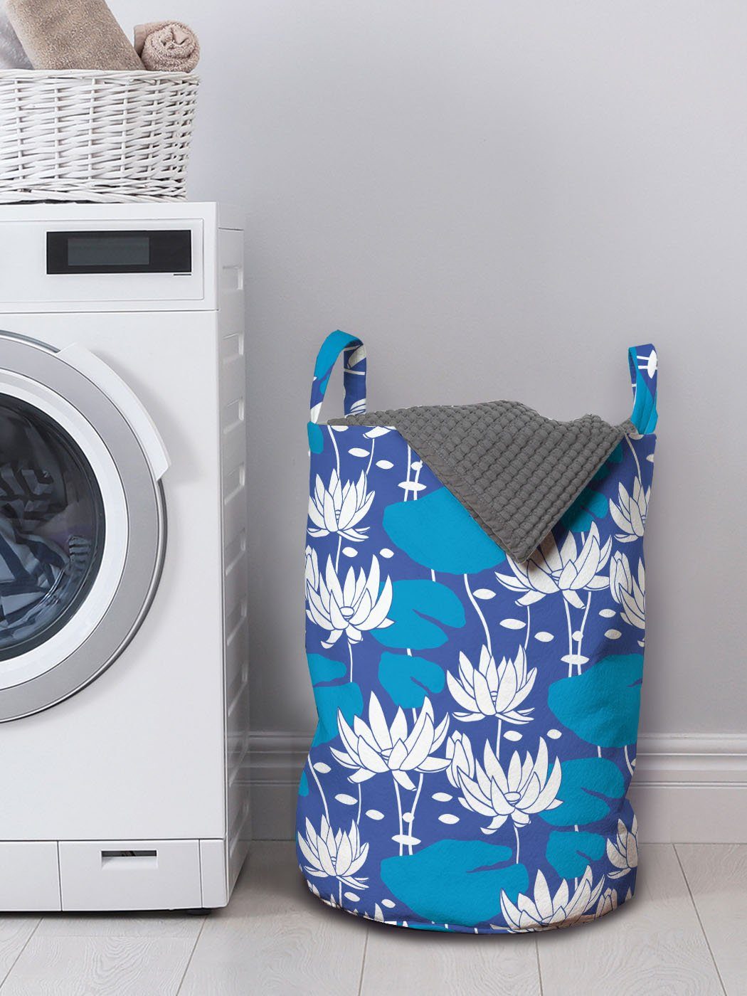 Abakuhaus Griffen für Blumen Wäschesäckchen Kordelzugverschluss Wasser-Lilien-Blumen Wäschekorb Waschsalons, mit