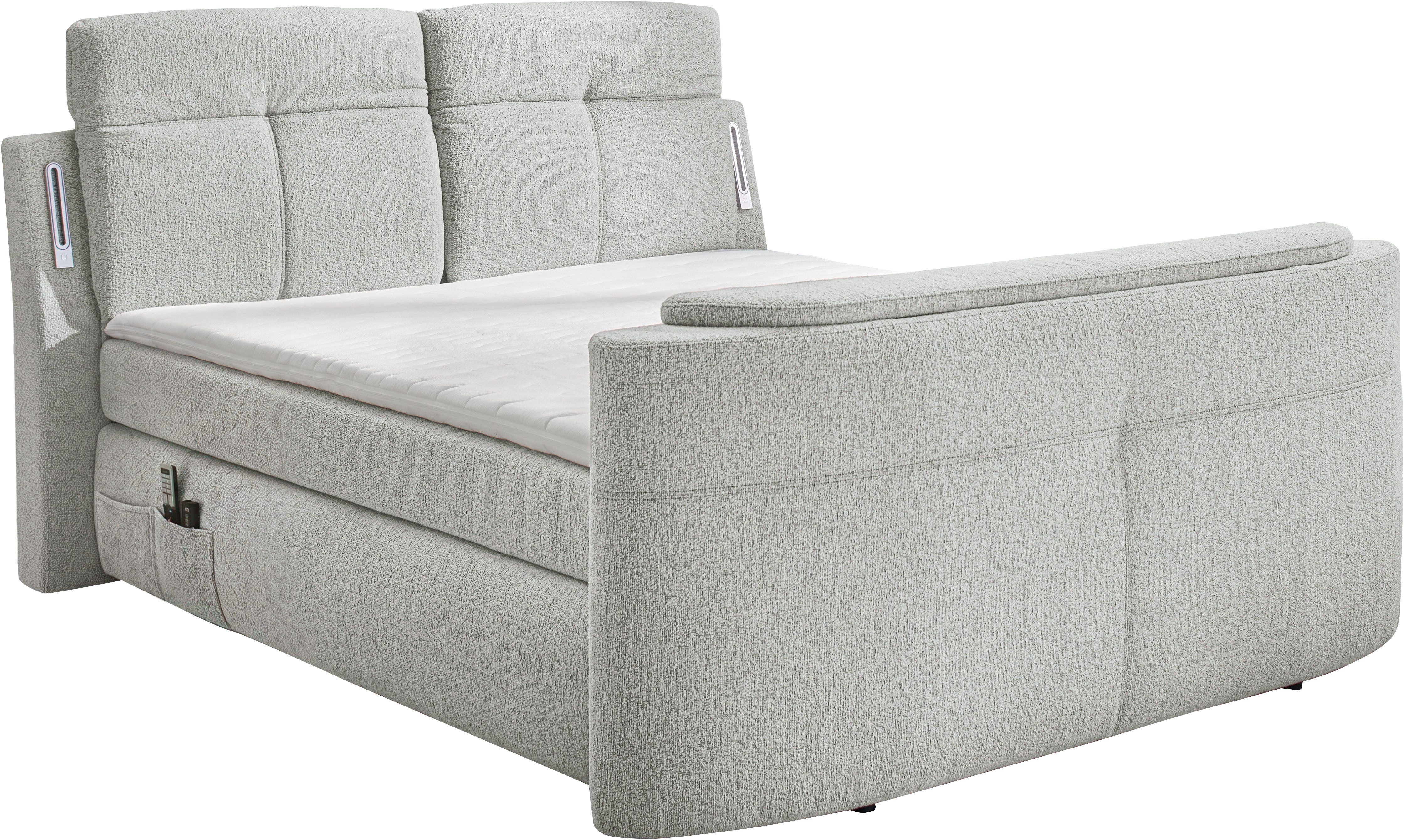 Jockenhöfer Gruppe Boxspringbett Movie Star in der Größe 180x200cm, mit versenkbarem TV-Lift und Fernbedienung, verstellbare Kopfstützen