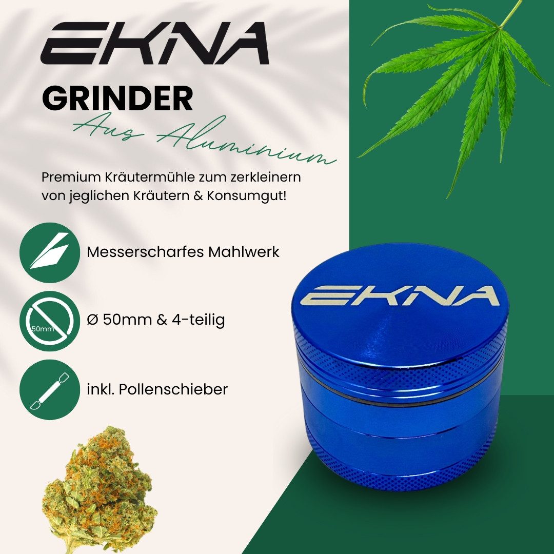 EKNA Grinder Metall Grinder - Kräutermühle - Crusher Manuell, 4-teilig + Pollenschaber!
